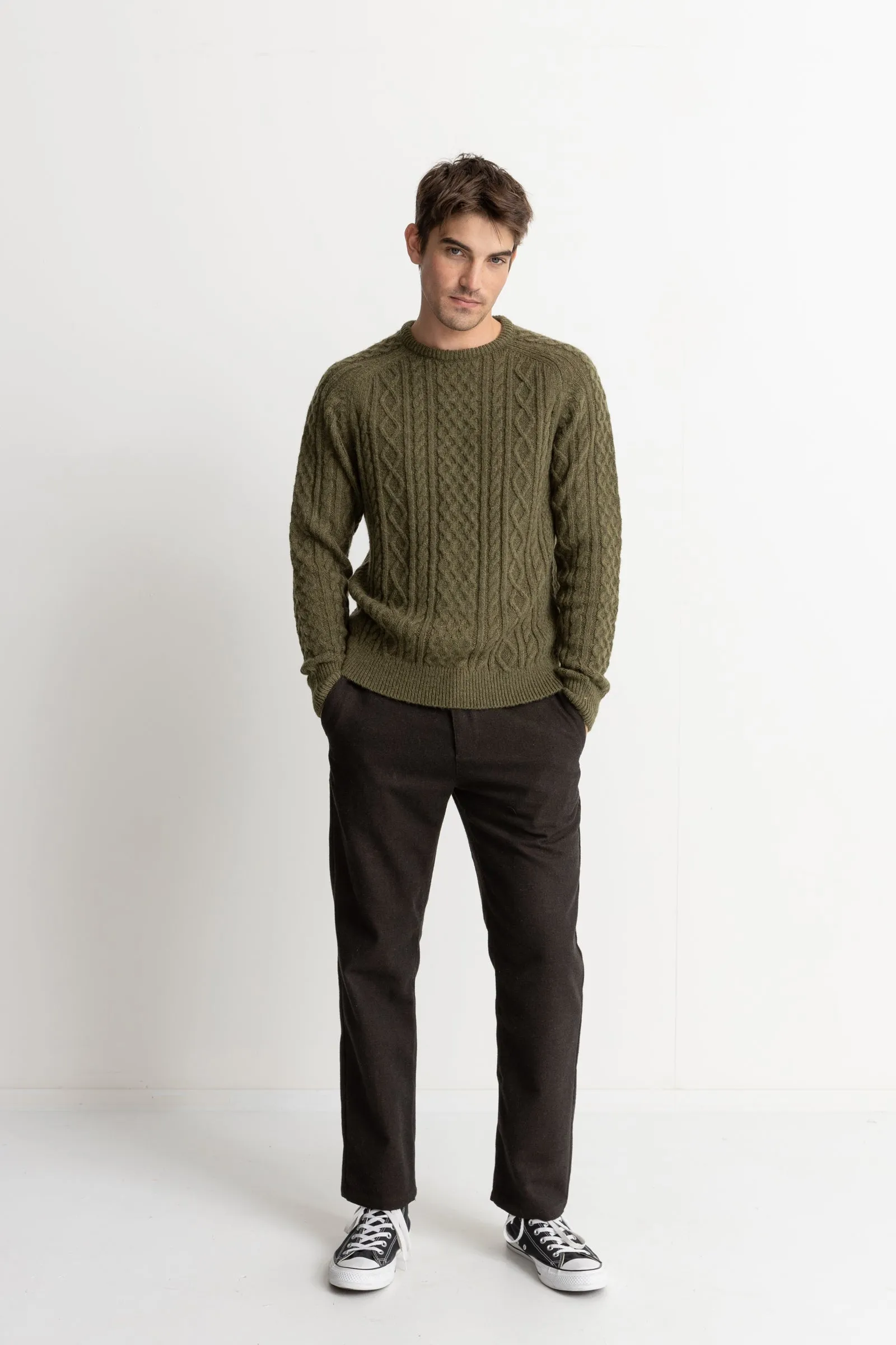 Mohair Fishermans Knit Olive