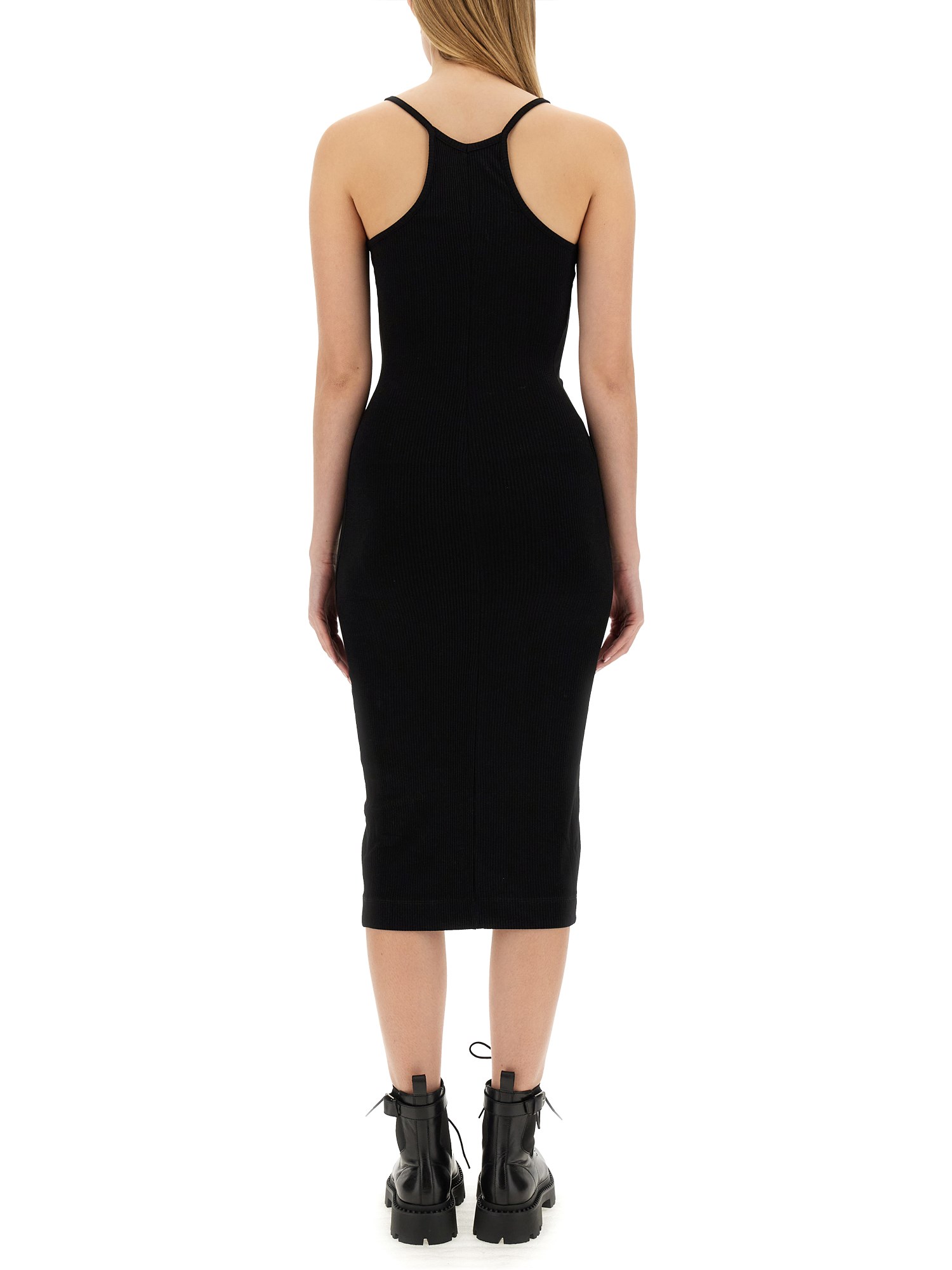 Ribbed Dress with Logo Patch