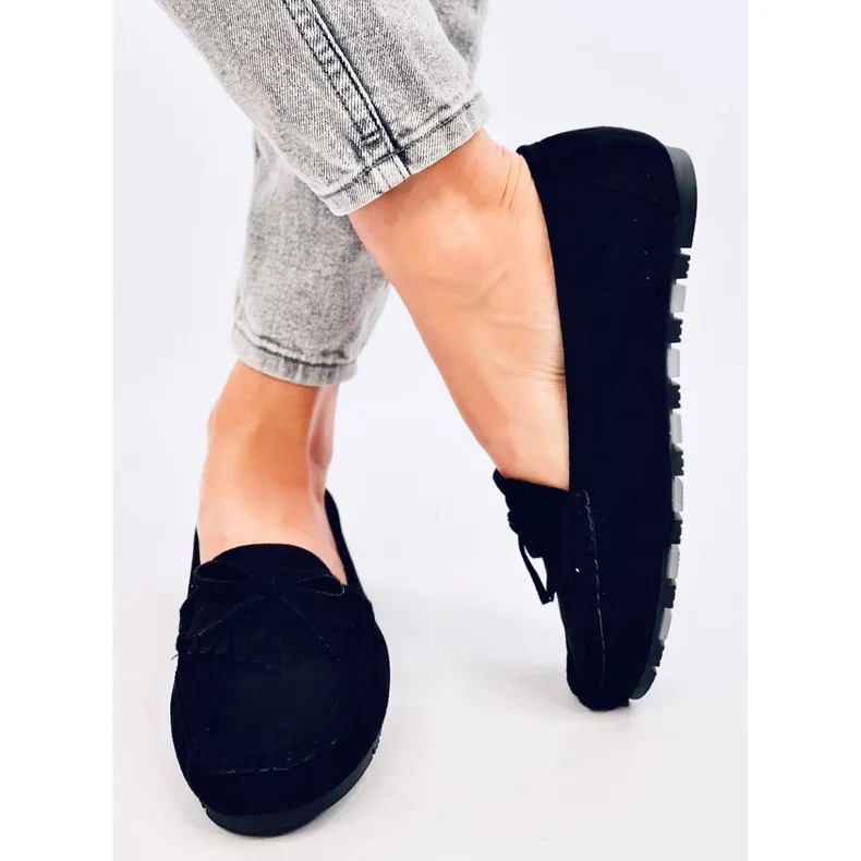 Mouton Black Suede Moccasins