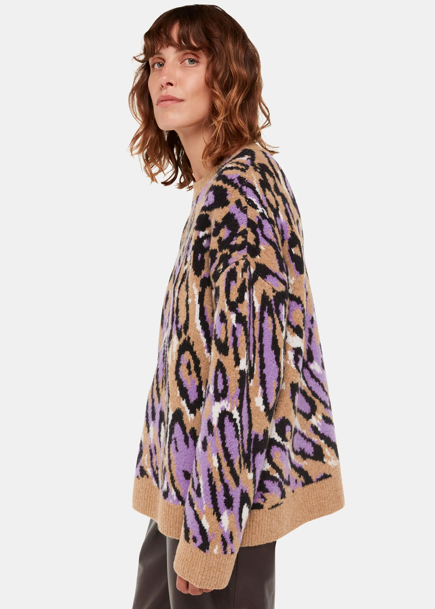 Multicolour Waving Leopard Jacquard Knit