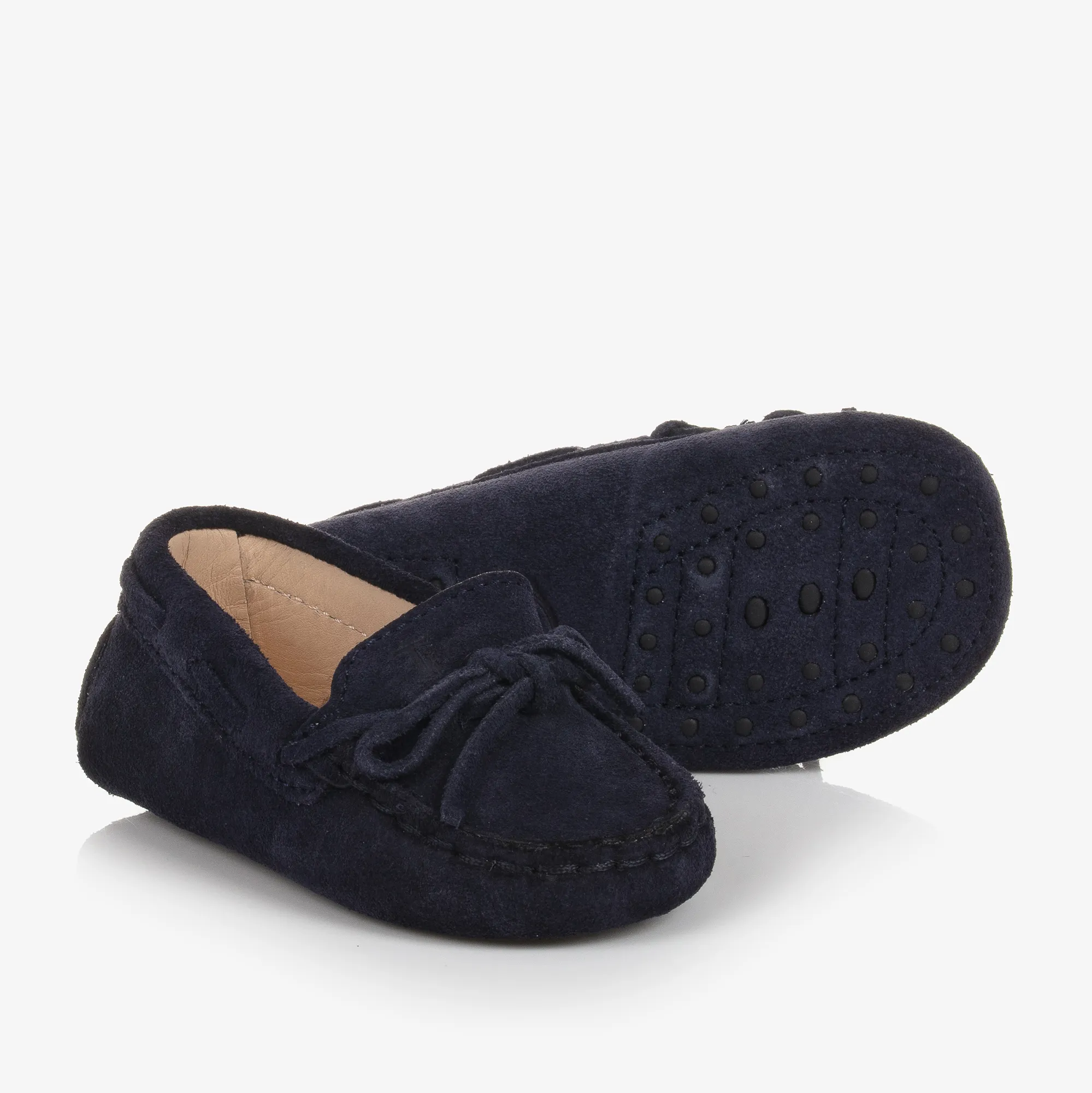 Navy Blue Suede Leather Moccasins