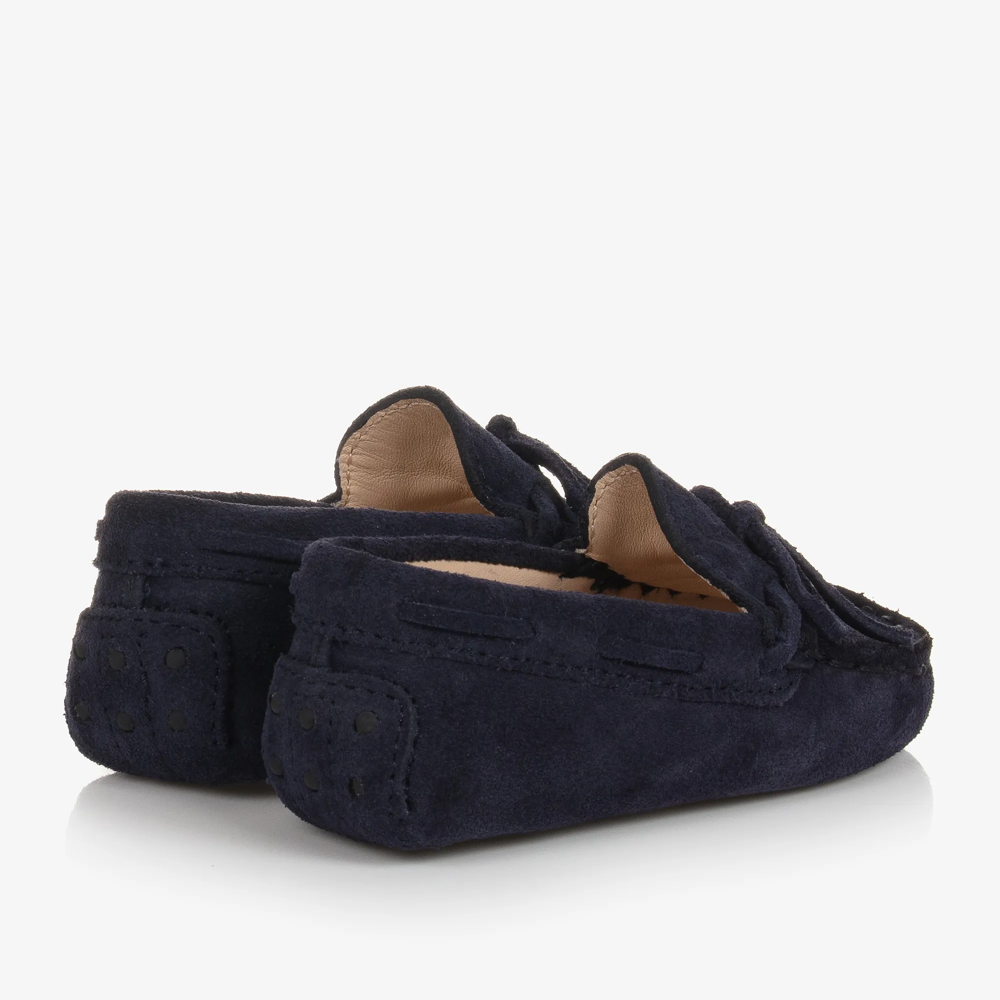 Navy Blue Suede Leather Moccasins