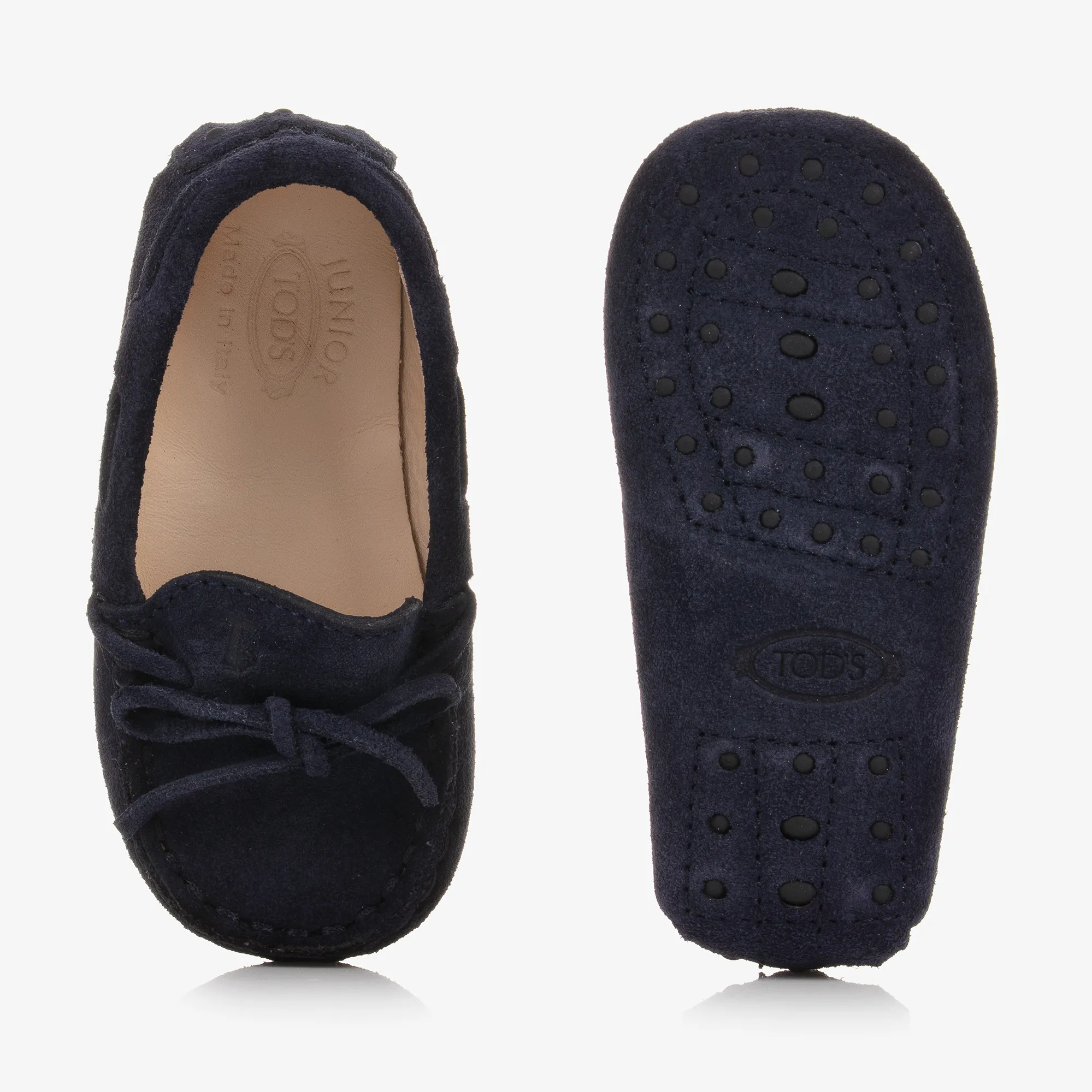 Navy Blue Suede Leather Moccasins