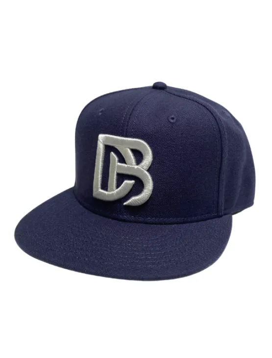 Navy DB Embroidered Flat Snapback