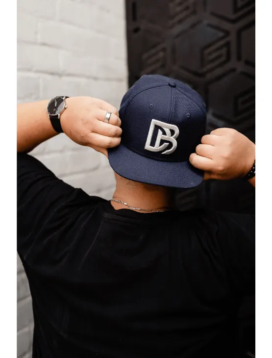 Navy DB Embroidered Flat Snapback