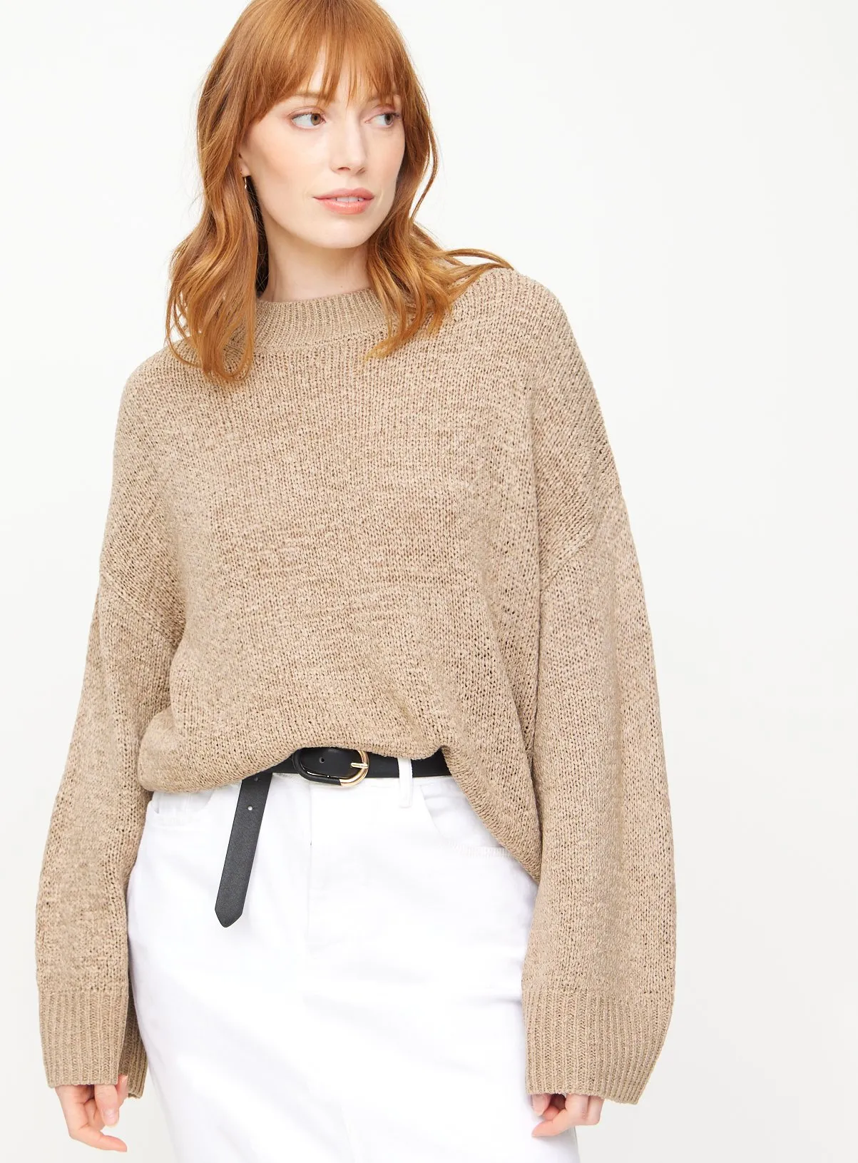 Neutral Cropped Tape Yarn Jumper 20 - Shop Jumpers at Tu.