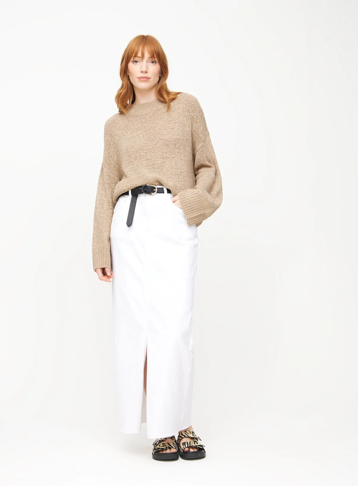 Neutral Cropped Tape Yarn Jumper 20 - Shop Jumpers at Tu.