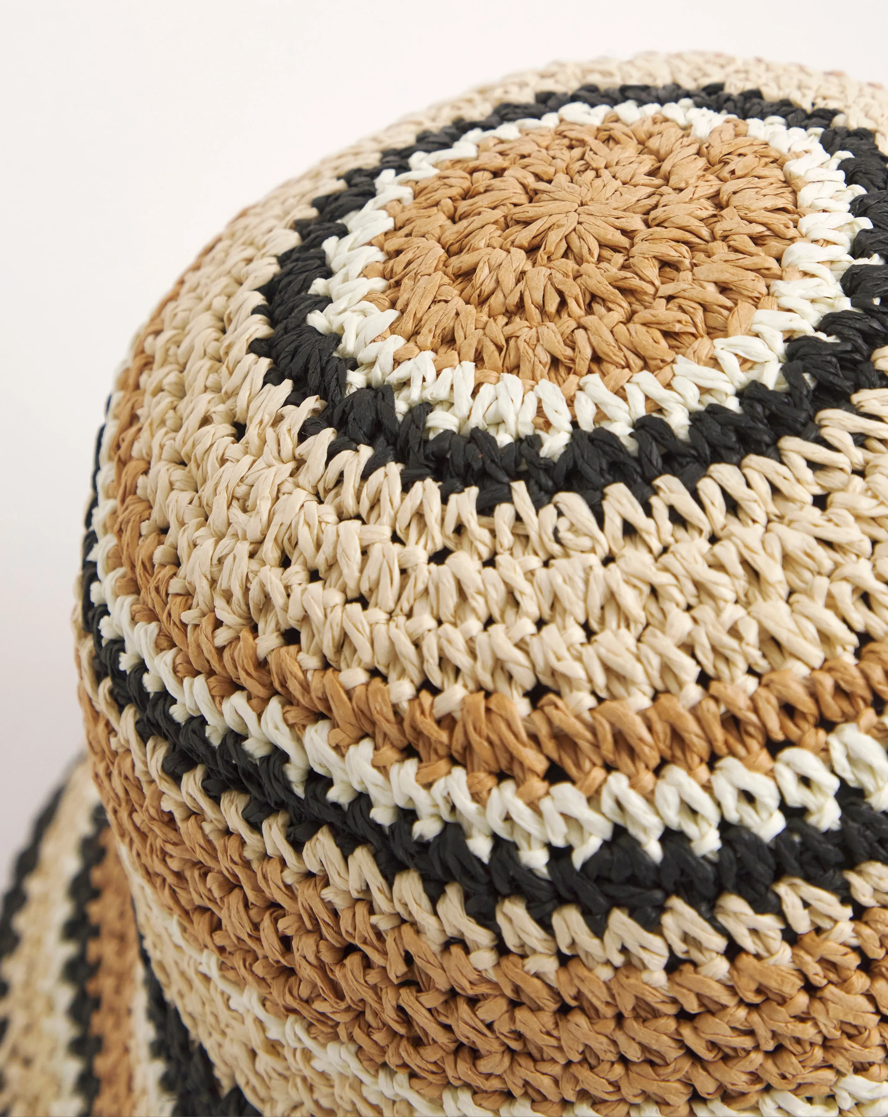 Neutral Stripe Raffia Straw Hat