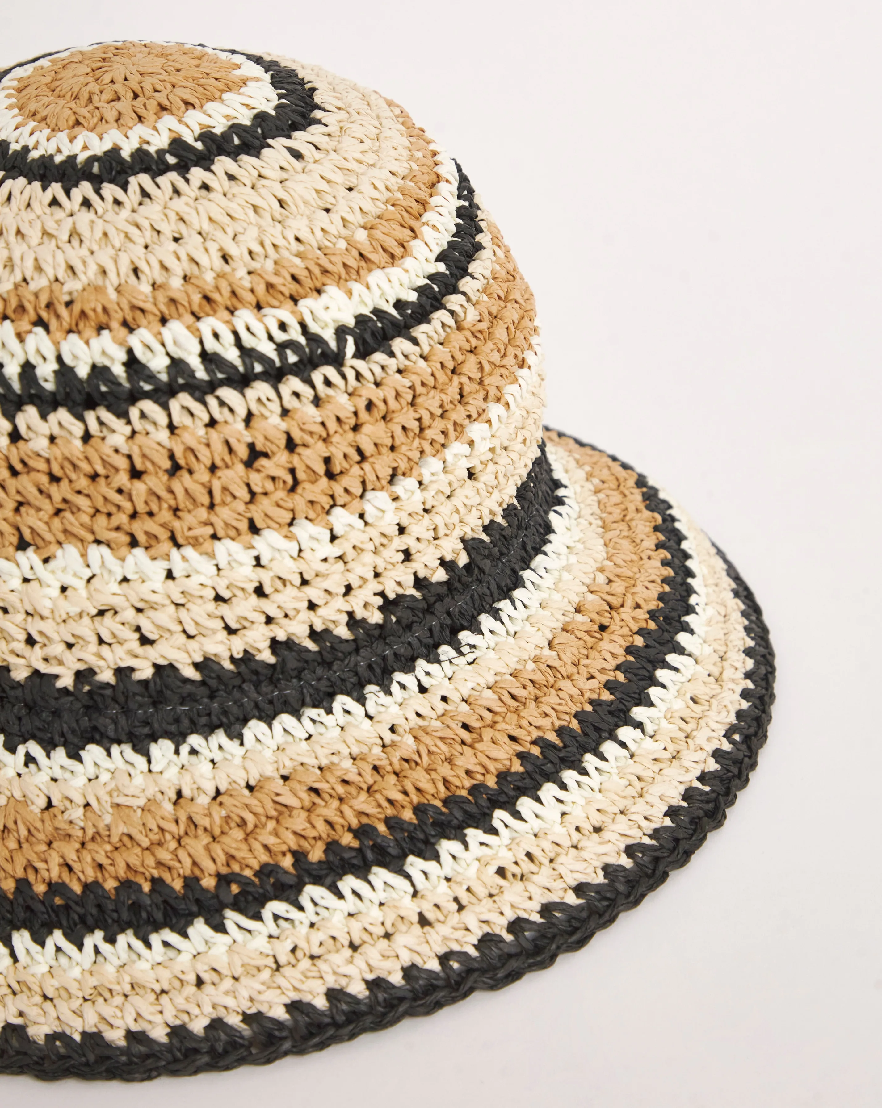 Neutral Stripe Raffia Straw Hat