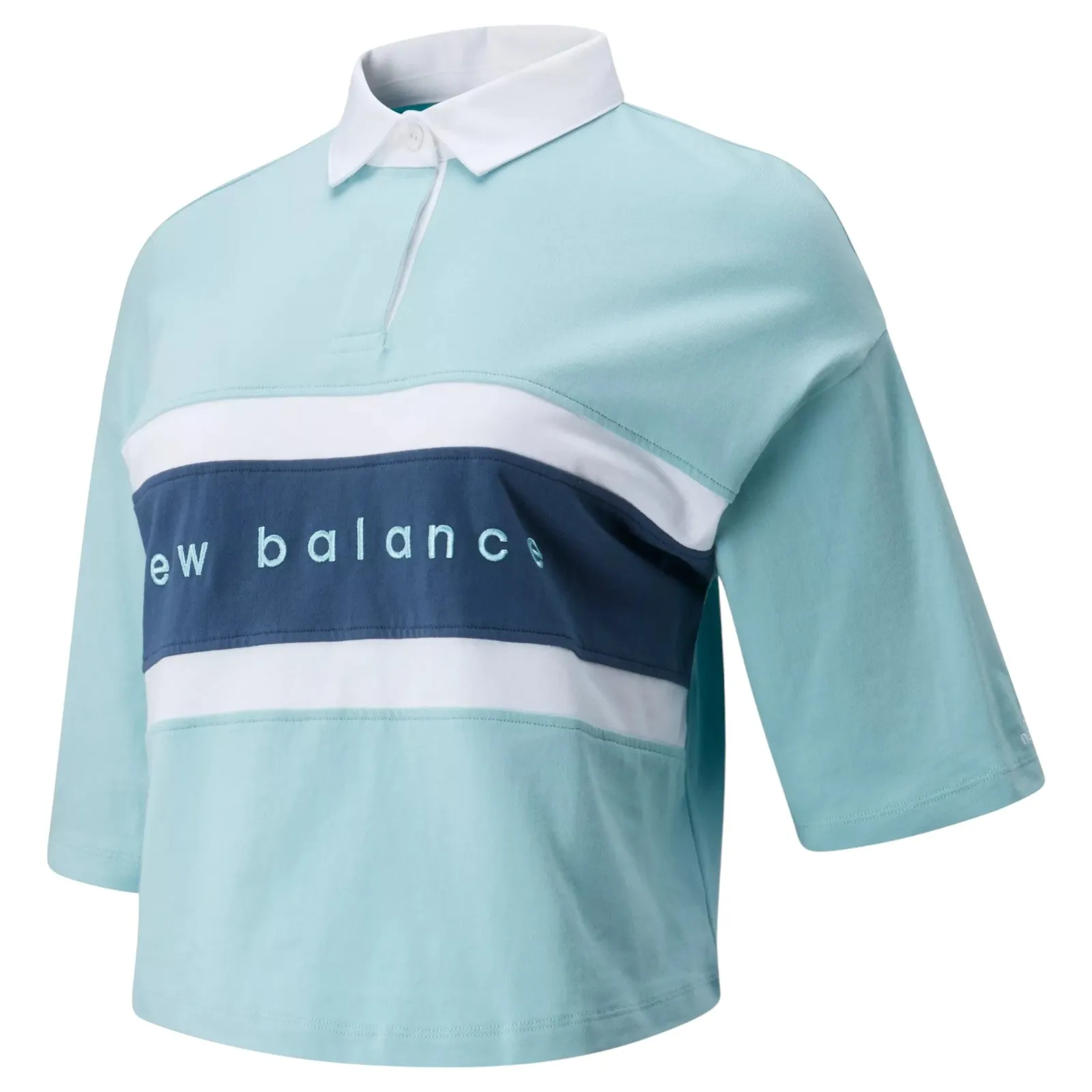 New Balance Womens Athletics Preppy Boxy Polo Shirt - Blue