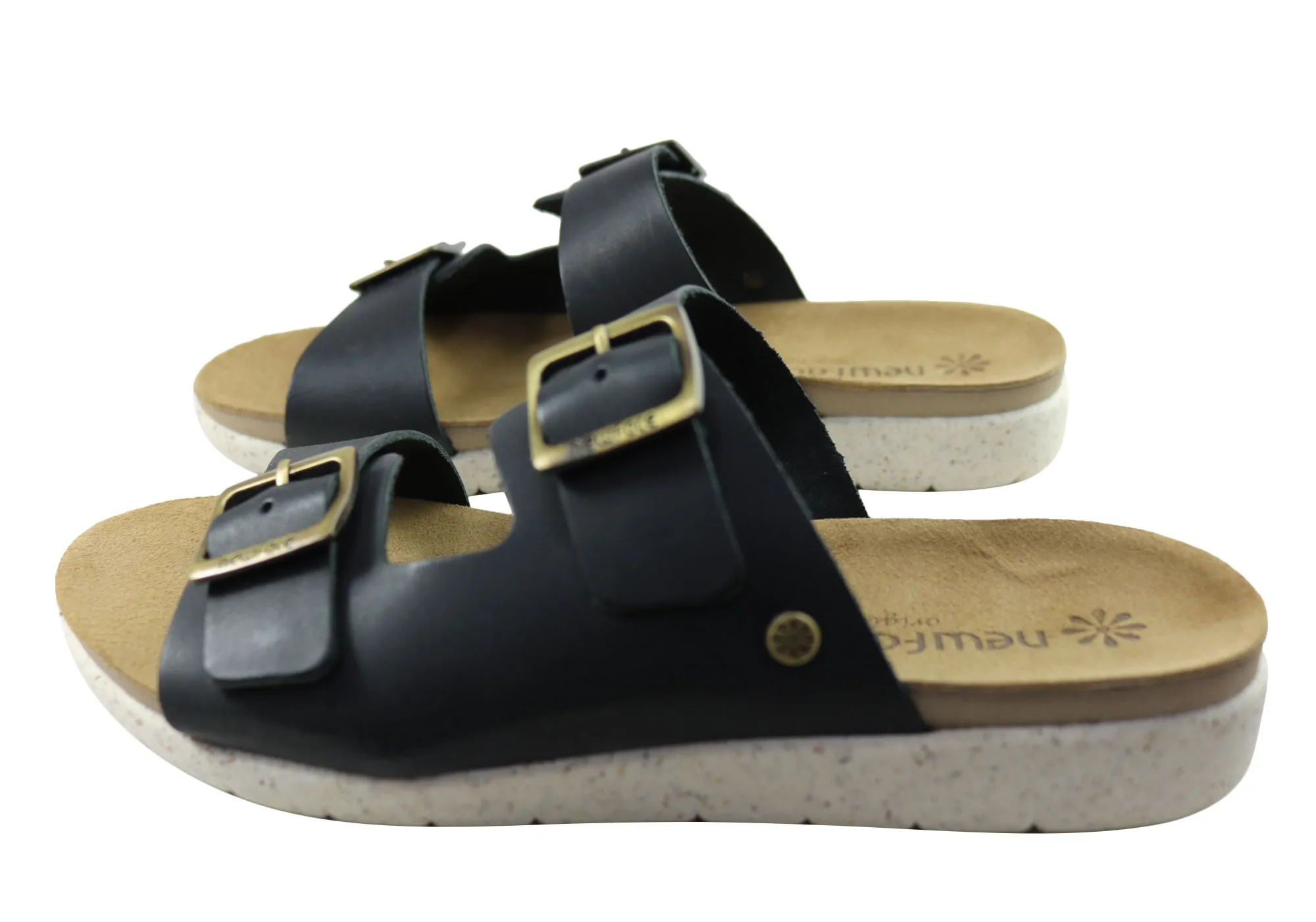 New Face Lockia Womens Comfort Leather Slides Sandals Made In Brazil