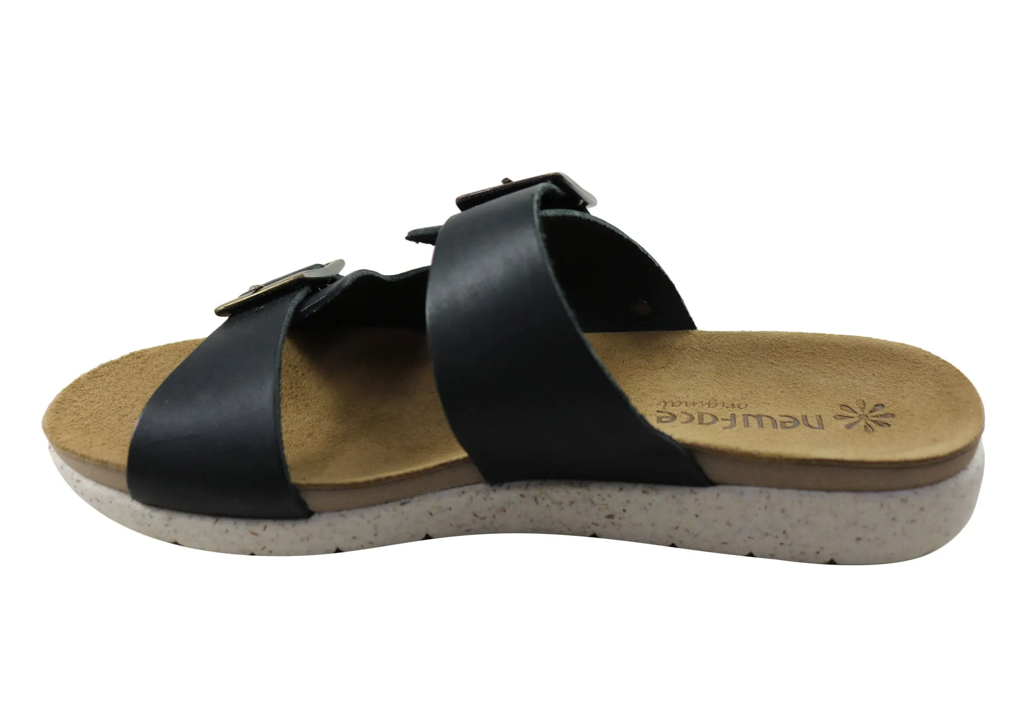 New Face Lockia Womens Comfort Leather Slides Sandals Made In Brazil