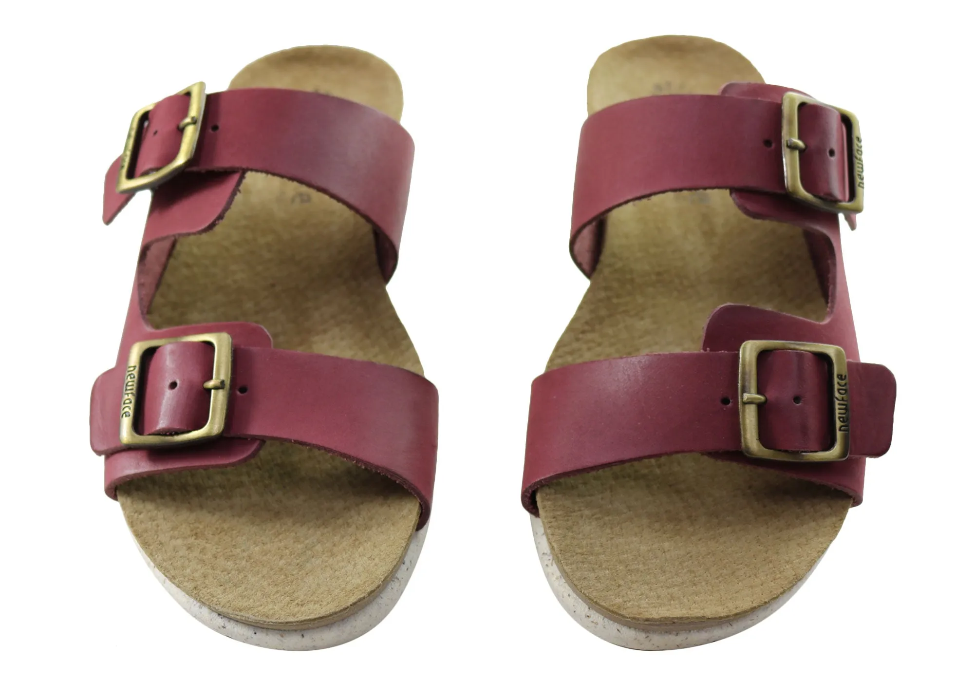 New Face Lockia Womens Comfort Leather Slides Sandals Made In Brazil