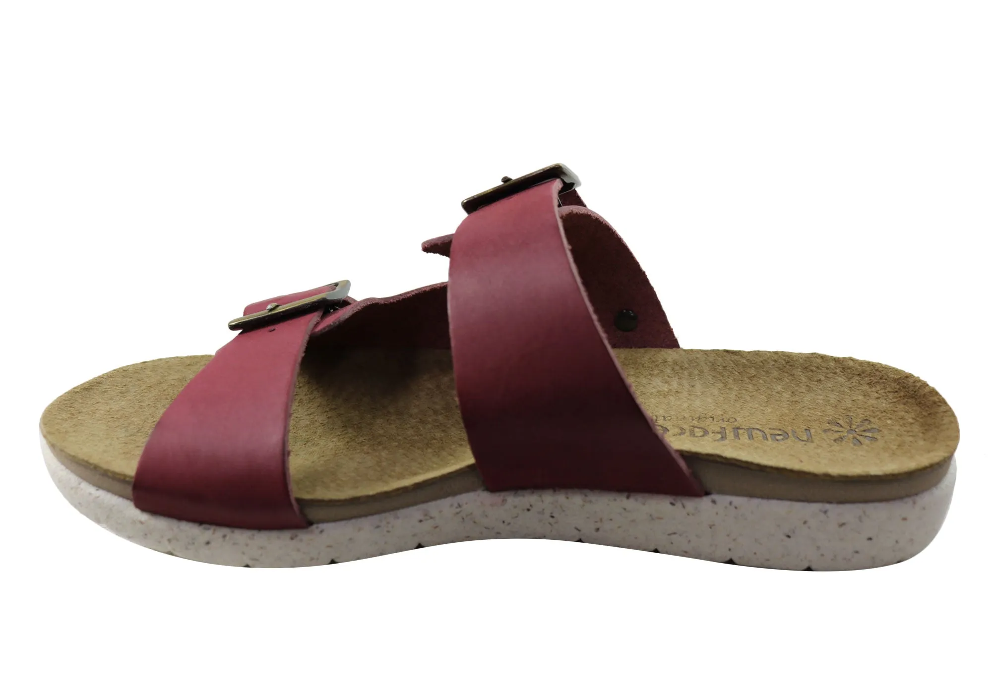 New Face Lockia Womens Comfort Leather Slides Sandals Made In Brazil