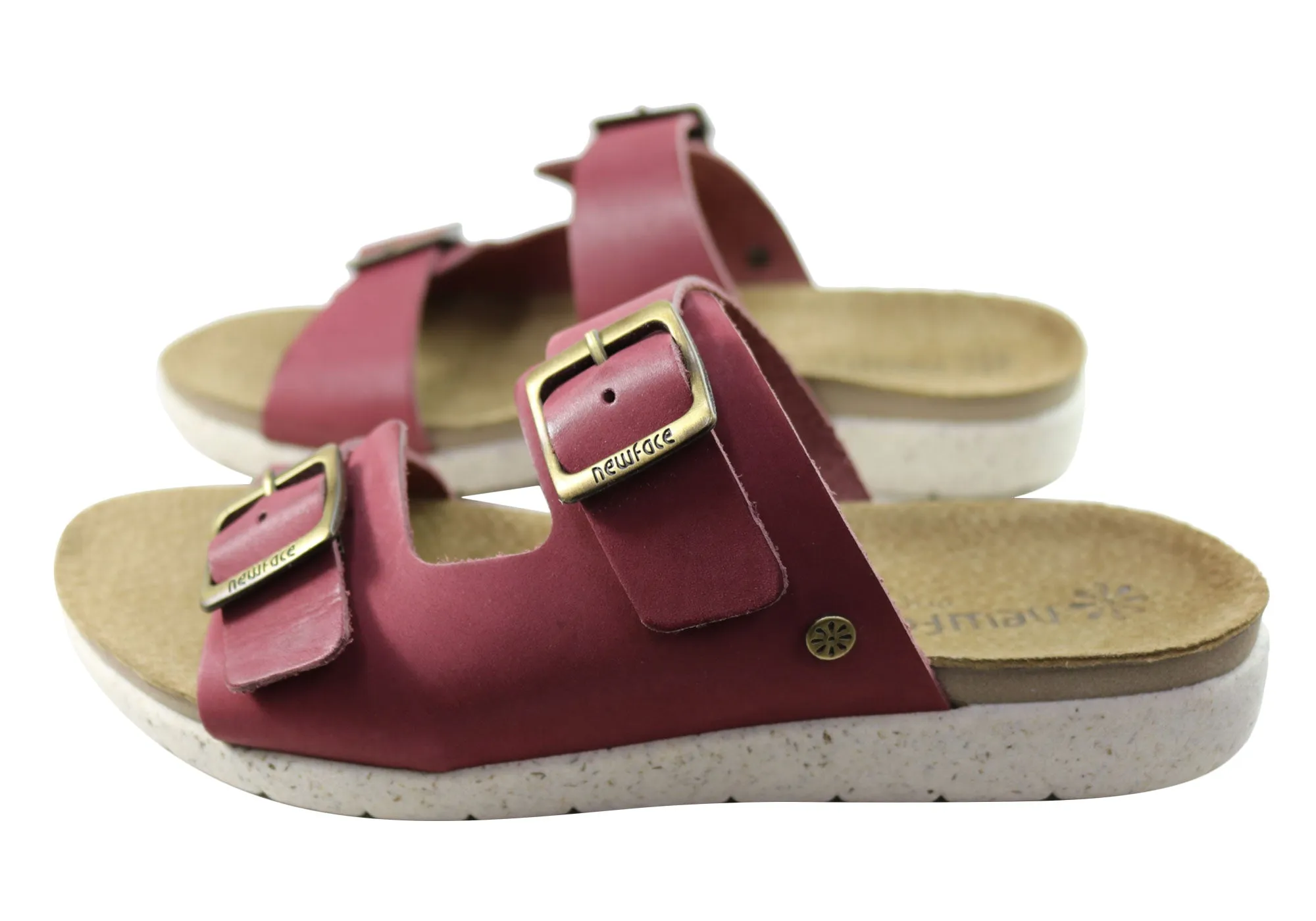 New Face Lockia Womens Comfort Leather Slides Sandals Made In Brazil