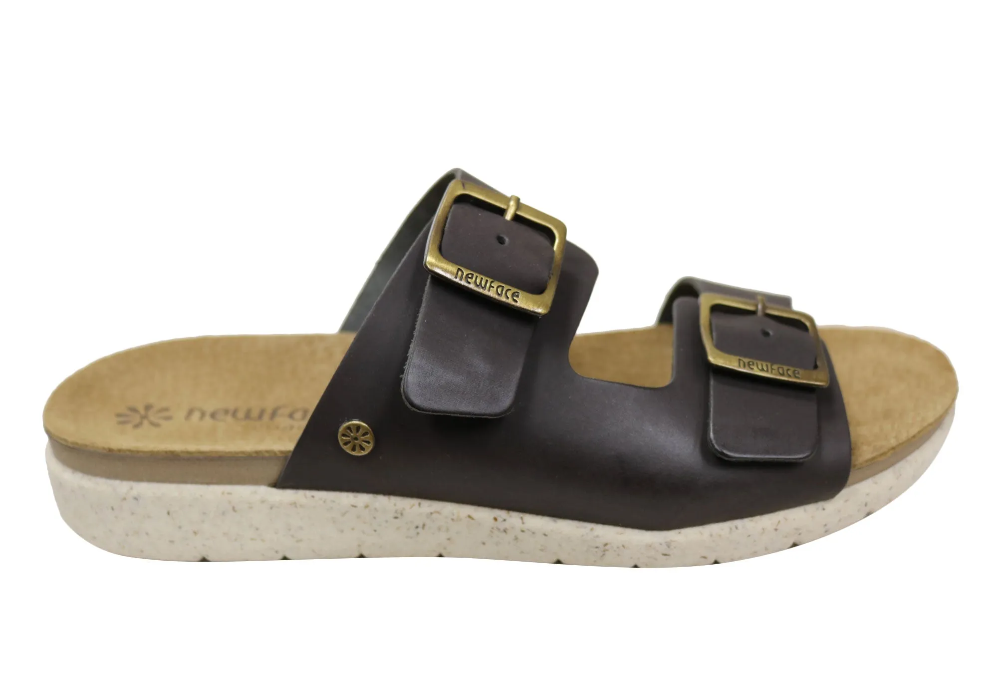 New Face Lockia Womens Comfort Leather Slides Sandals Made In Brazil