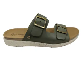 New Face Lockia Womens Comfort Leather Slides Sandals Made In Brazil