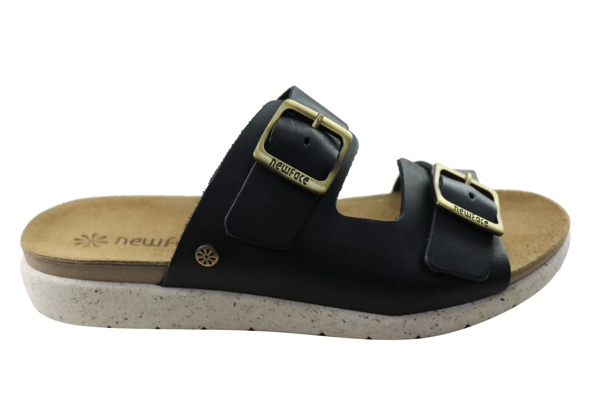 New Face Lockia Womens Comfort Leather Slides Sandals Made In Brazil