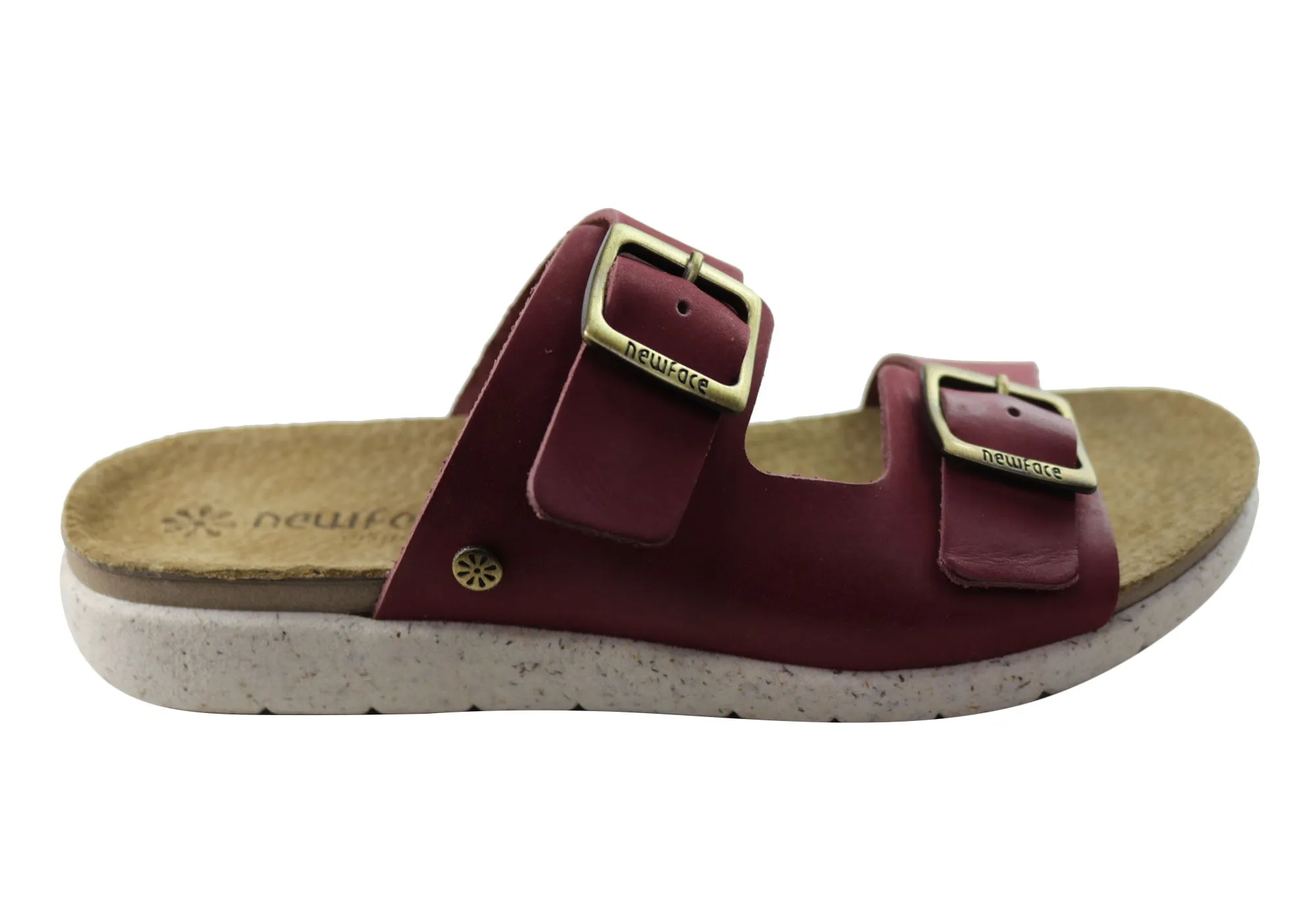 New Face Lockia Womens Comfort Leather Slides Sandals Made In Brazil