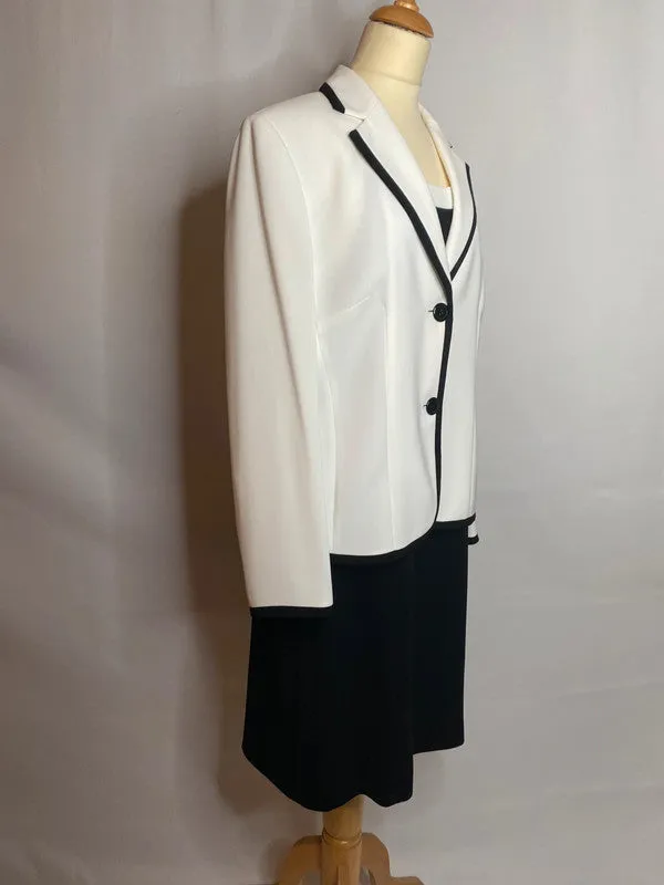 New with Tags Gerry Weber XXL 16 Black White Sleeveless Shift Dress and Jacket Set