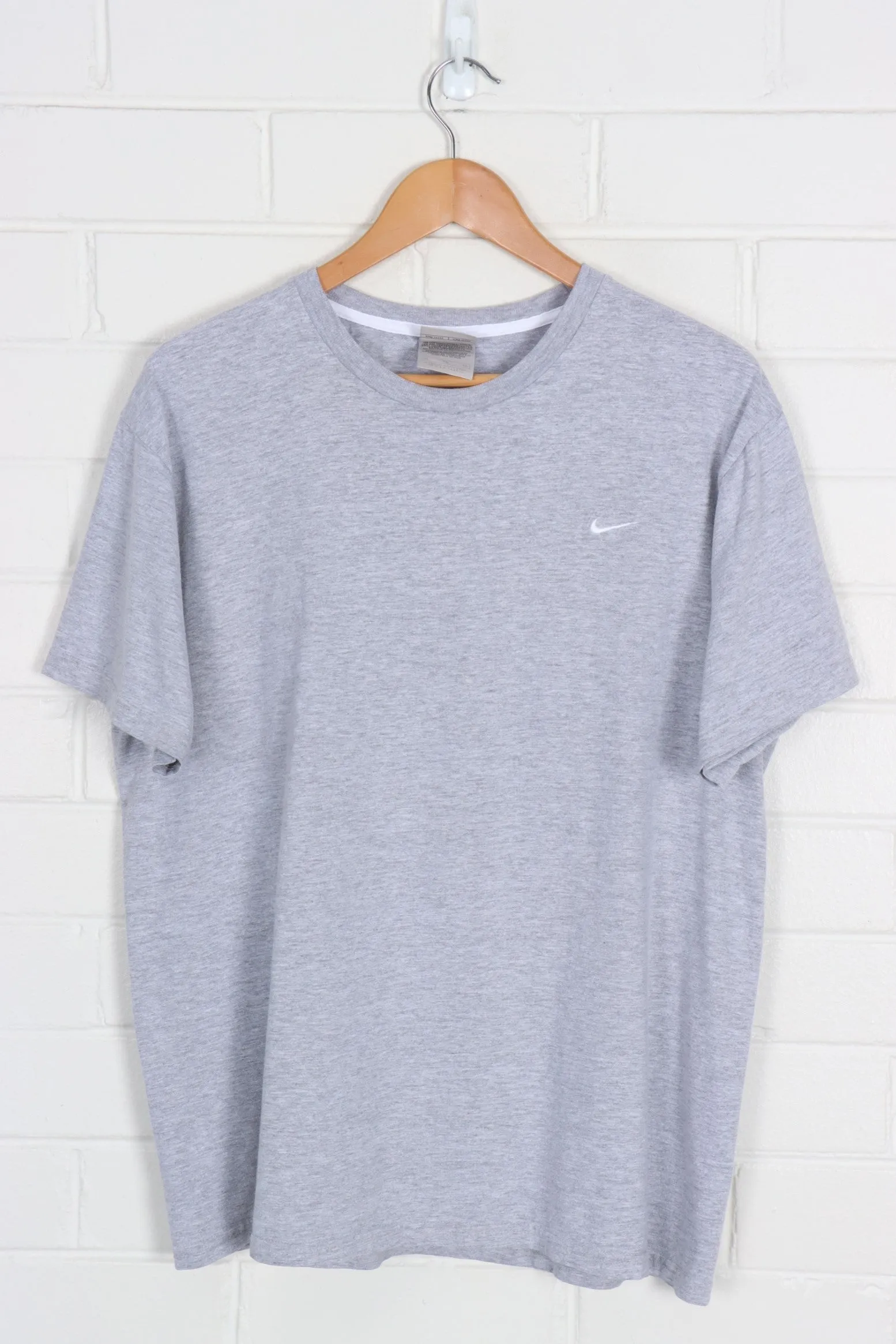 NIKE Gray Marle White Embroidered Tee (XL)