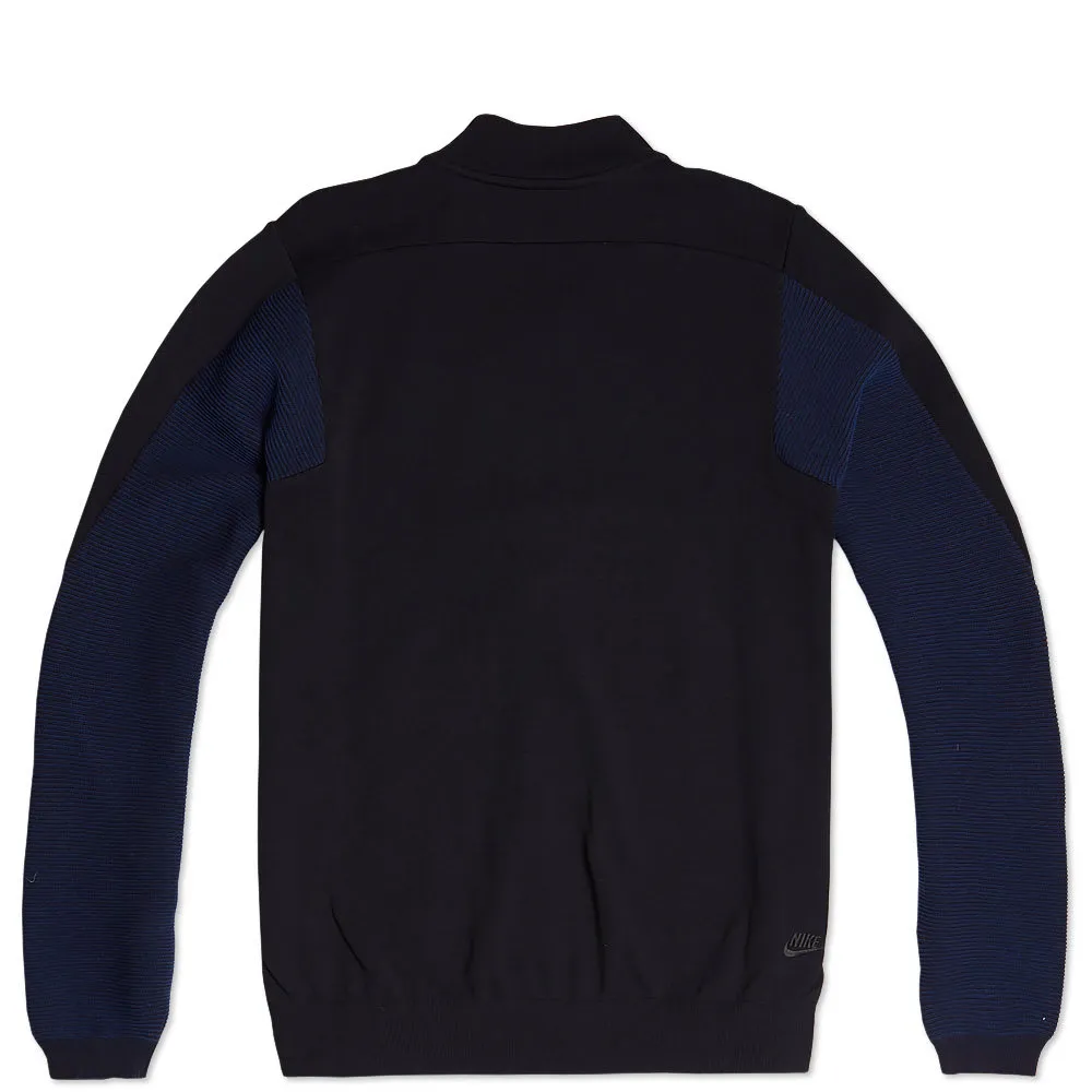 Knit Track Jacket in Black & Navy