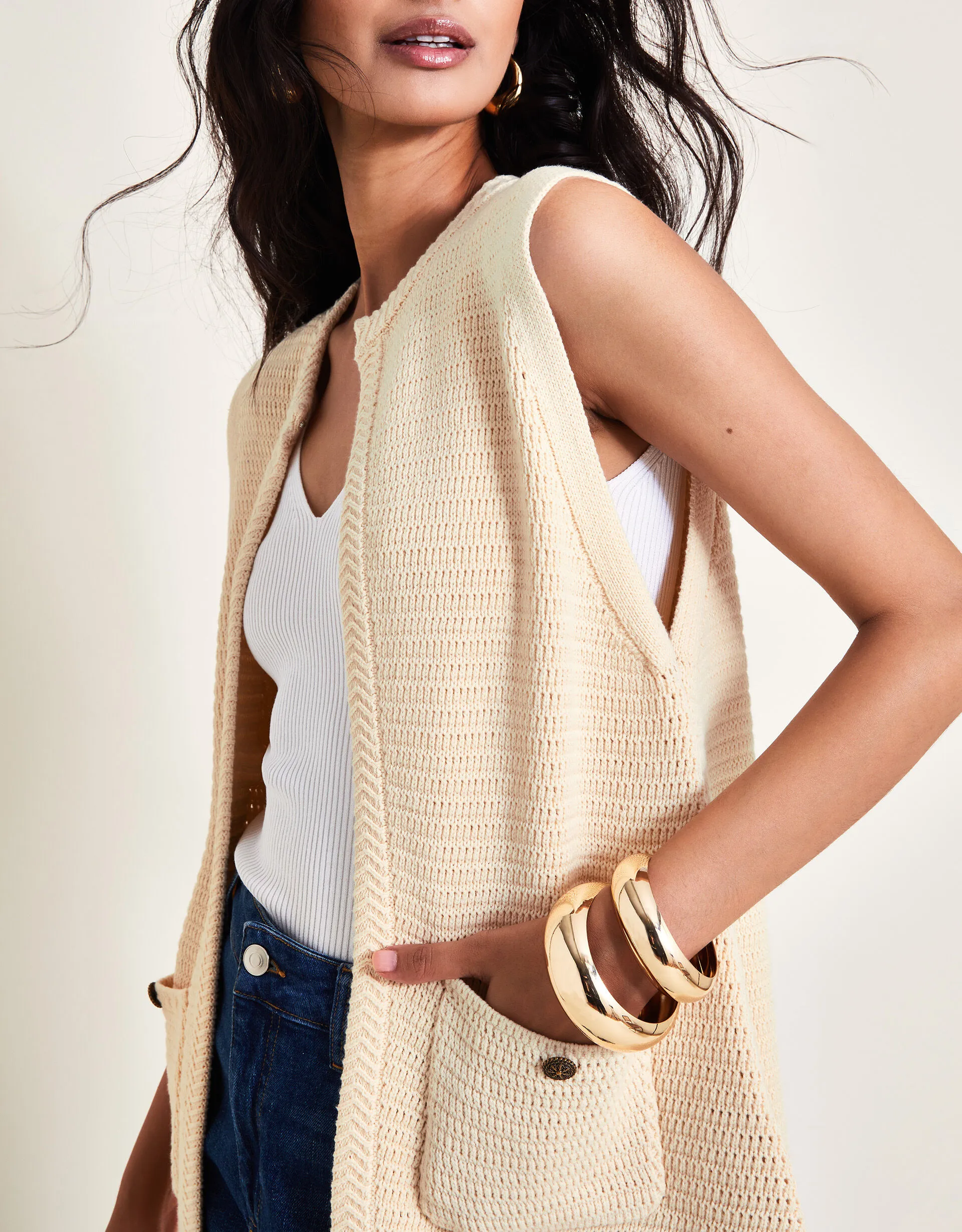 Noah Knit Gilet Ivory