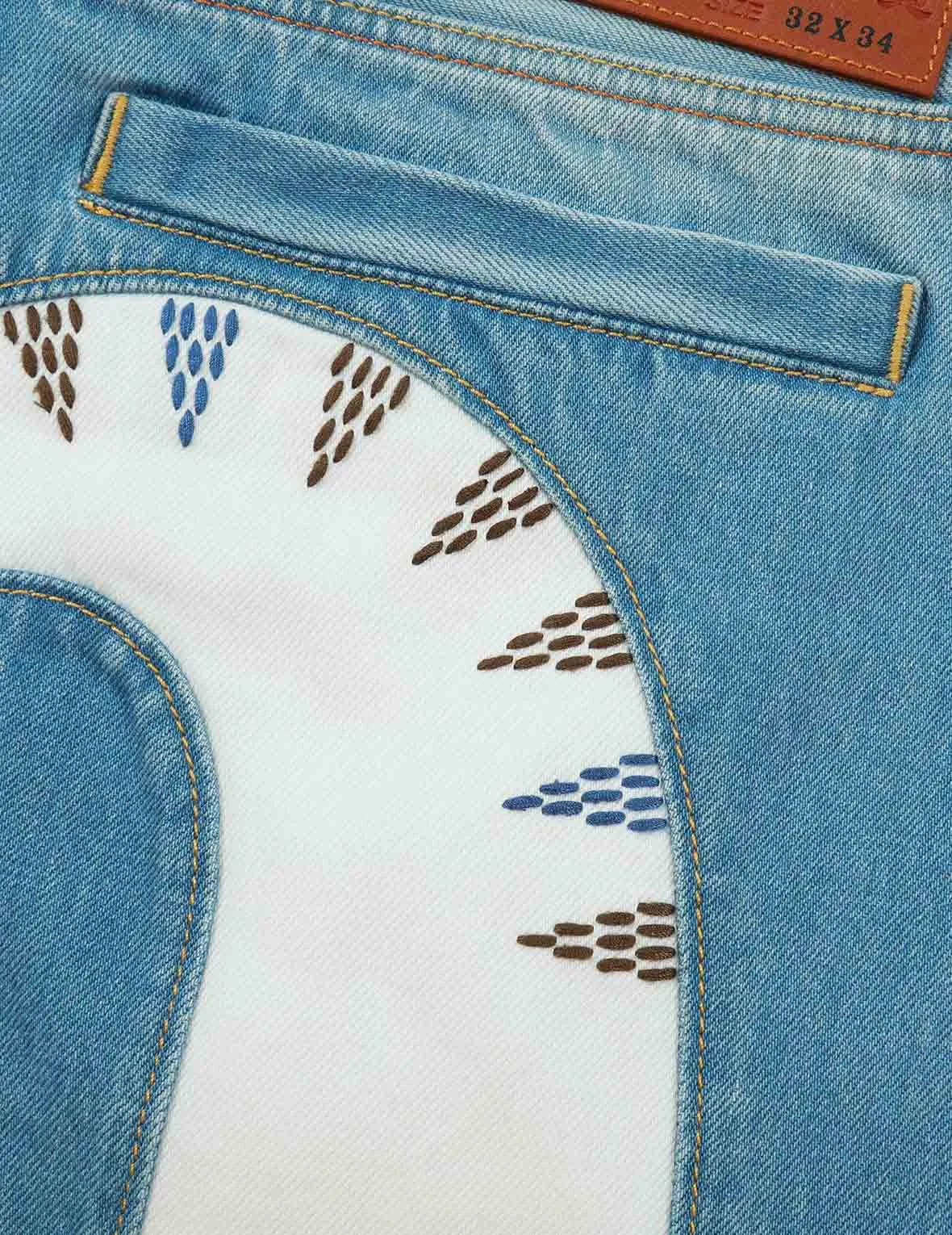 Nomadic-pattern Embroidered Daicock Insert Carrot-Fit Jeans #2017