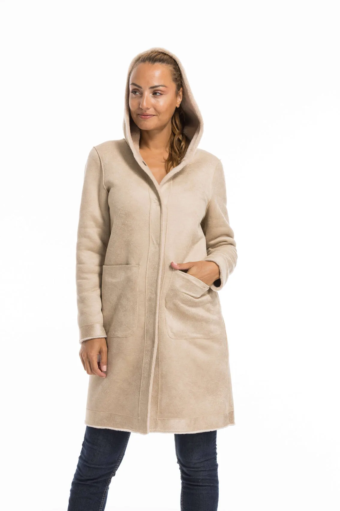 Oakwood coffee coat for women made of wool style 63747 - Google SEO friendly.