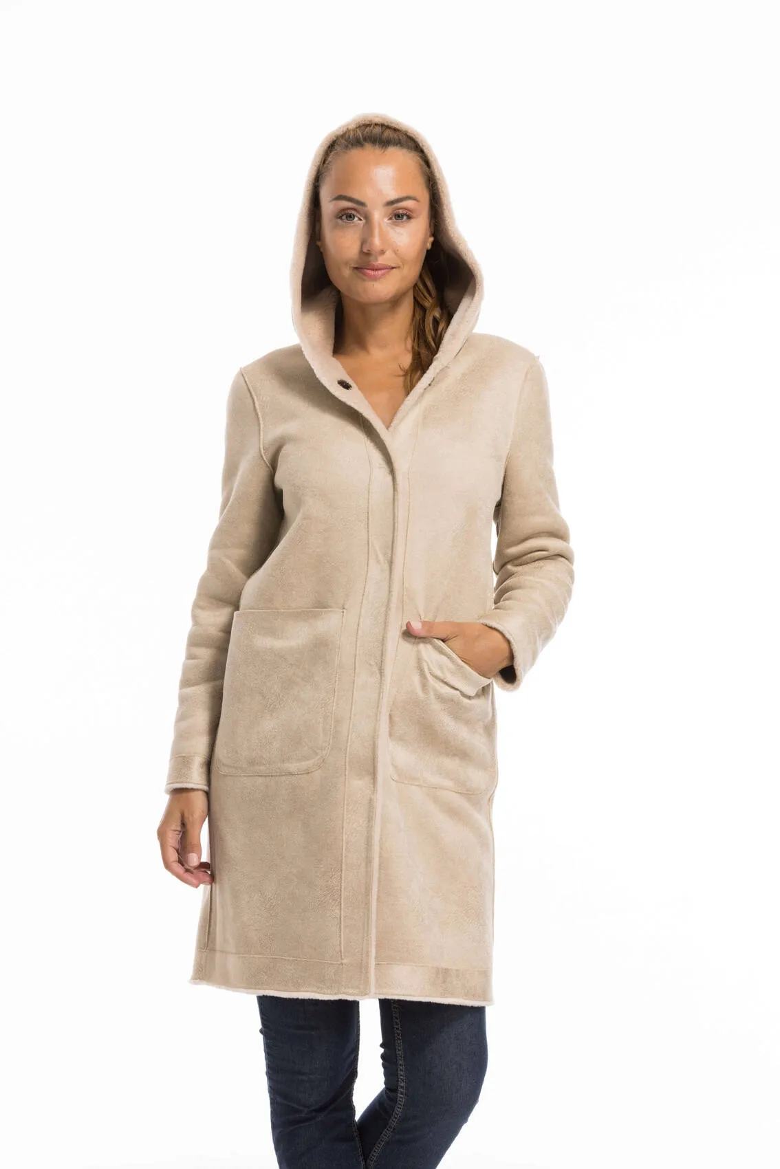 Oakwood coffee coat for women made of wool style 63747 - Google SEO friendly.