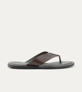 Oceanio Thong Sandals In Brown Leather