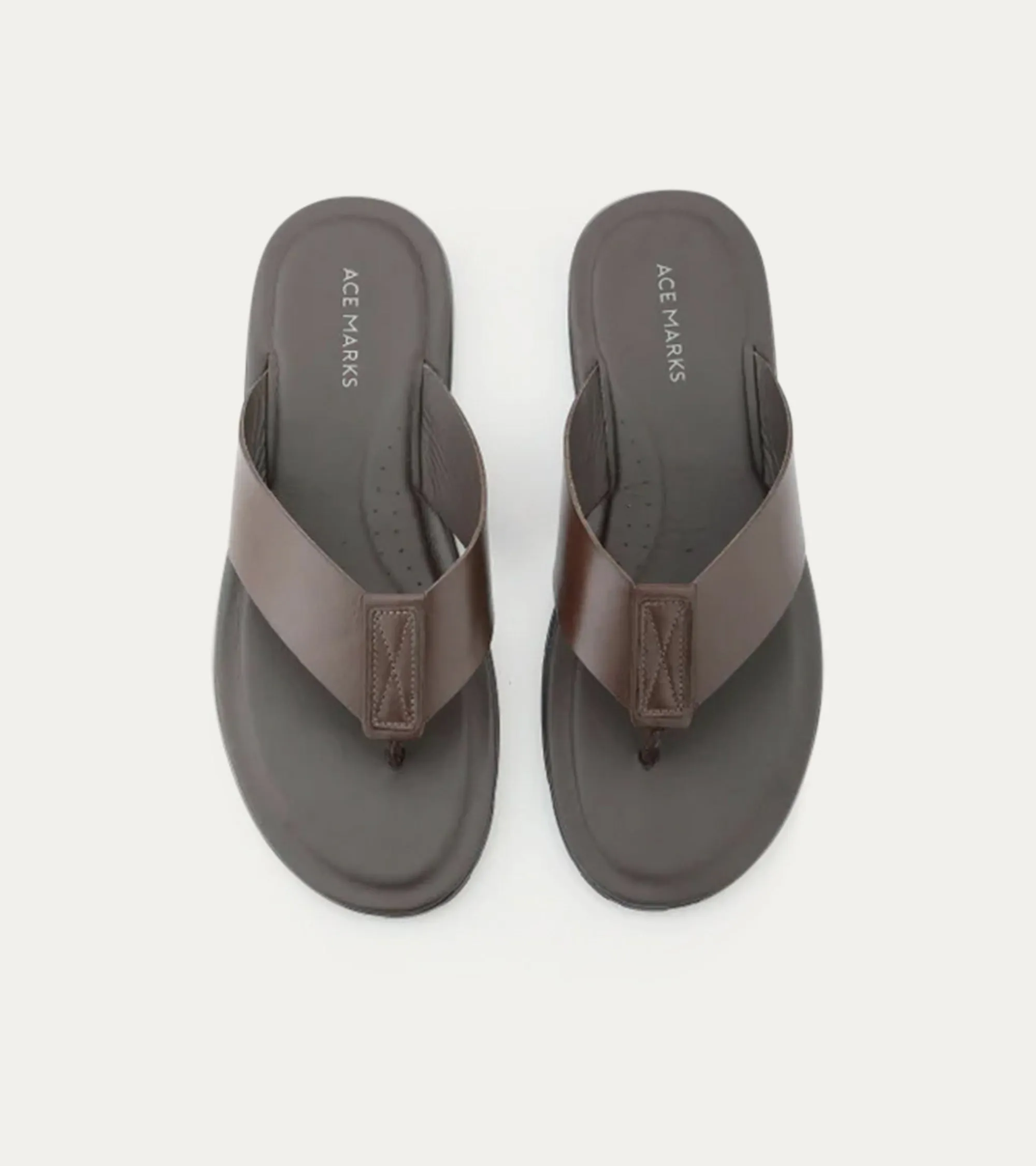 Oceanio Thong Sandals In Brown Leather