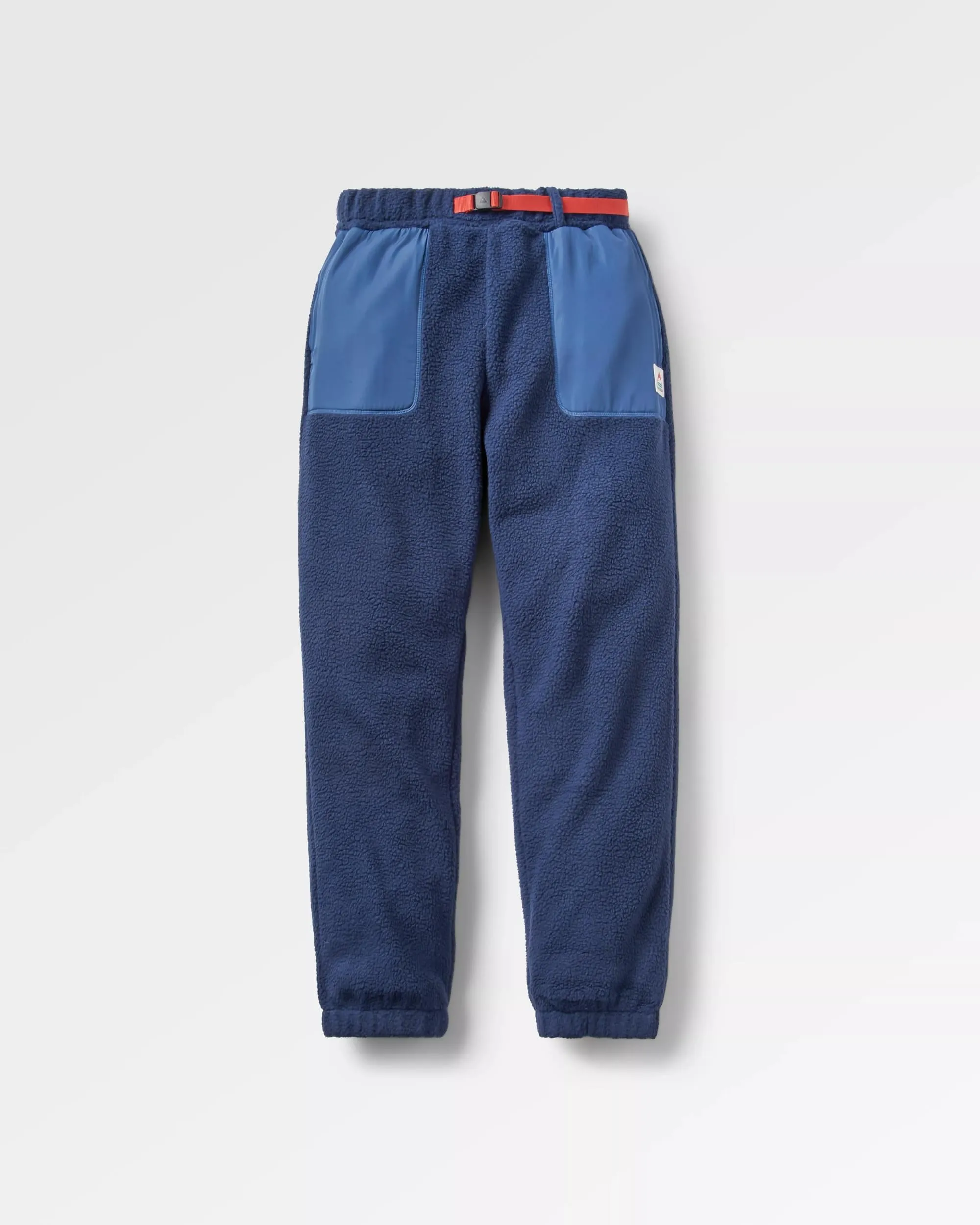 Recycled Sherpa Fleece Joggers in Rich Navy Zips