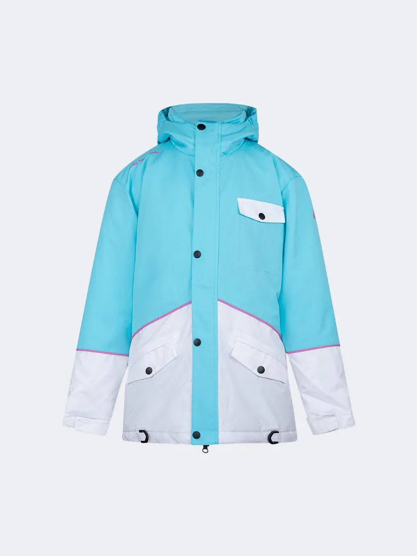 Oil And Gaz Comfortable Kids Girls Skiing Jacket Mint Blue/White