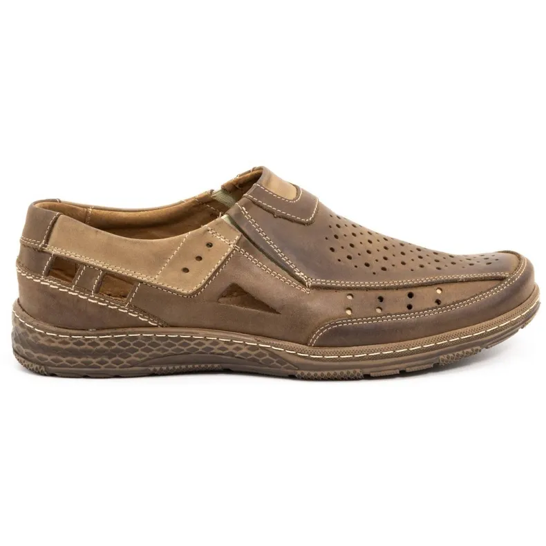 Men's Olivier 893MP Brown Leather Moccasins