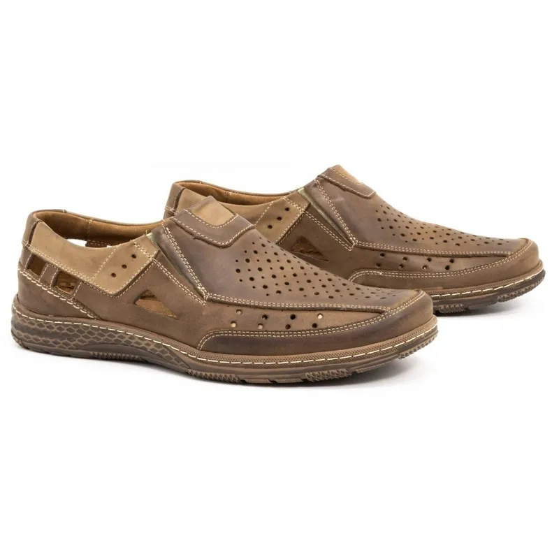 Men's Olivier 893MP Brown Leather Moccasins