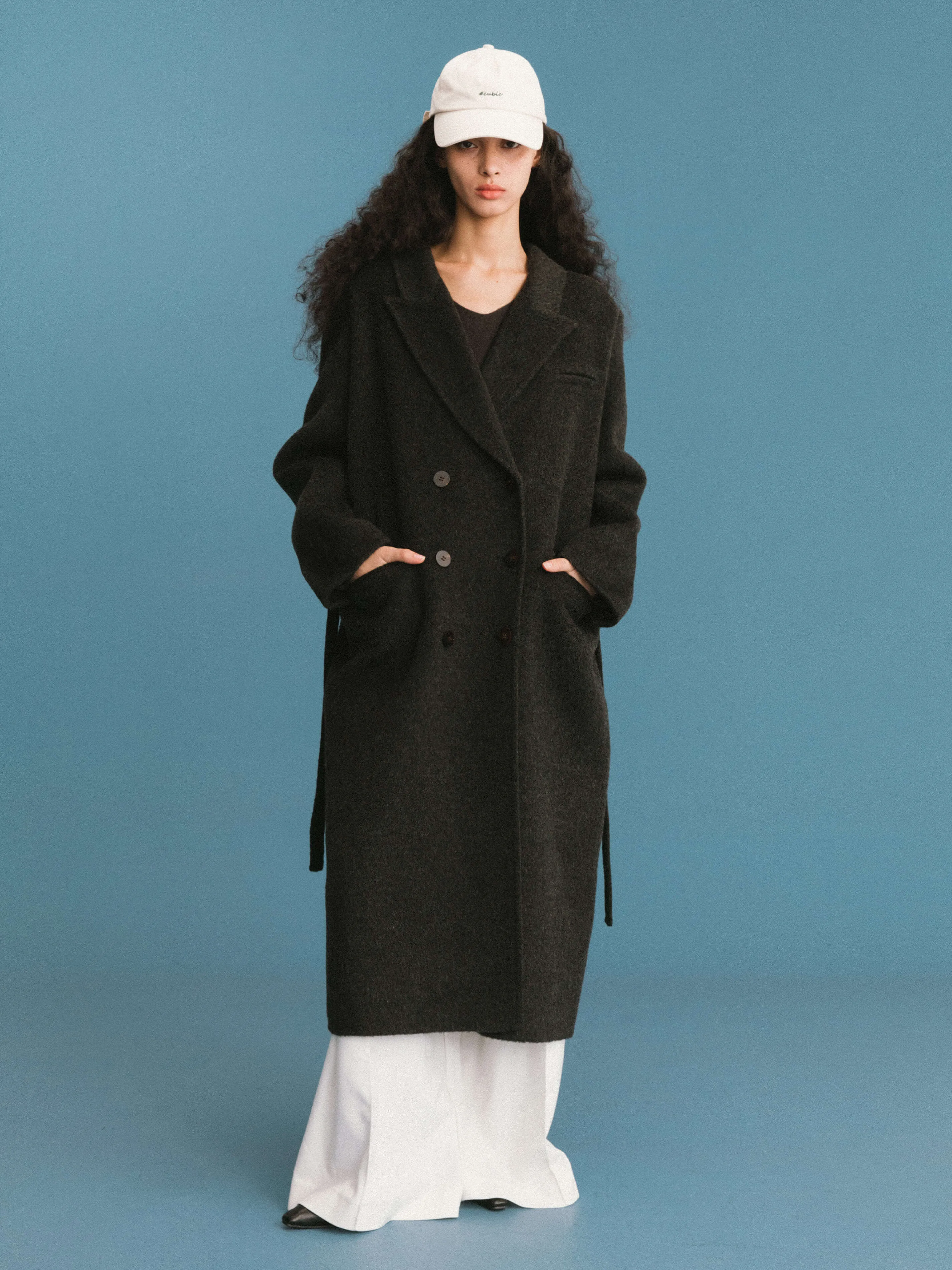 ONE BY CUBIC Straight Wool Blend Long Coat