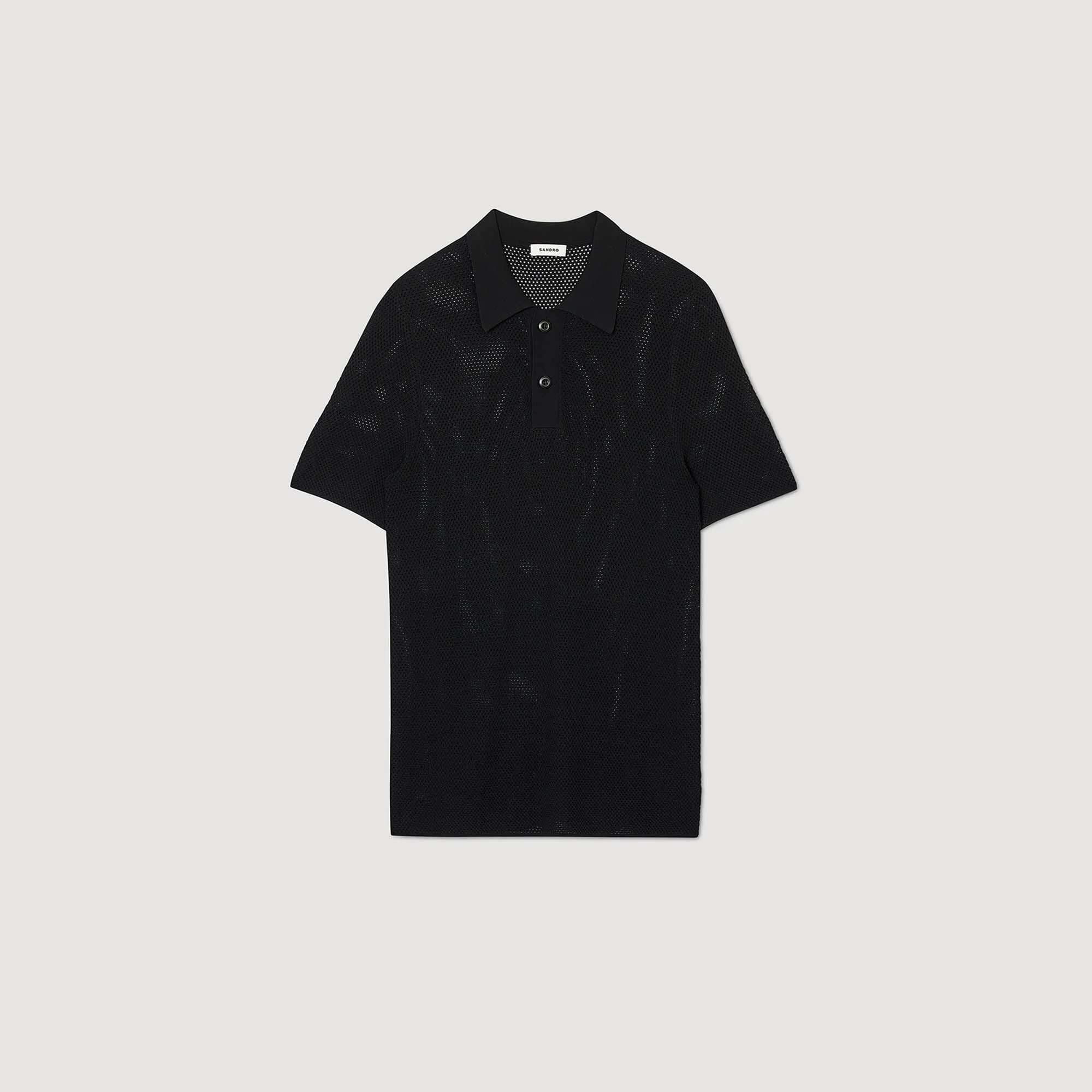 Openwork knit polo shirt