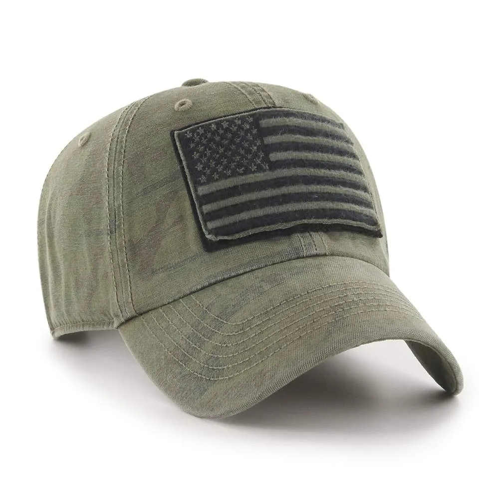 Operation Hat Trick OHT American Flag '47 Sandalwood Camo Adj. Strap Hat Cap