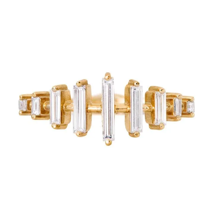 ORDER ONLY: 18K Gold Spaced Prong-Set Needle Baguette Diamond Ring