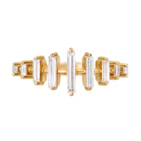 ORDER ONLY: 18K Gold Spaced Prong-Set Needle Baguette Diamond Ring