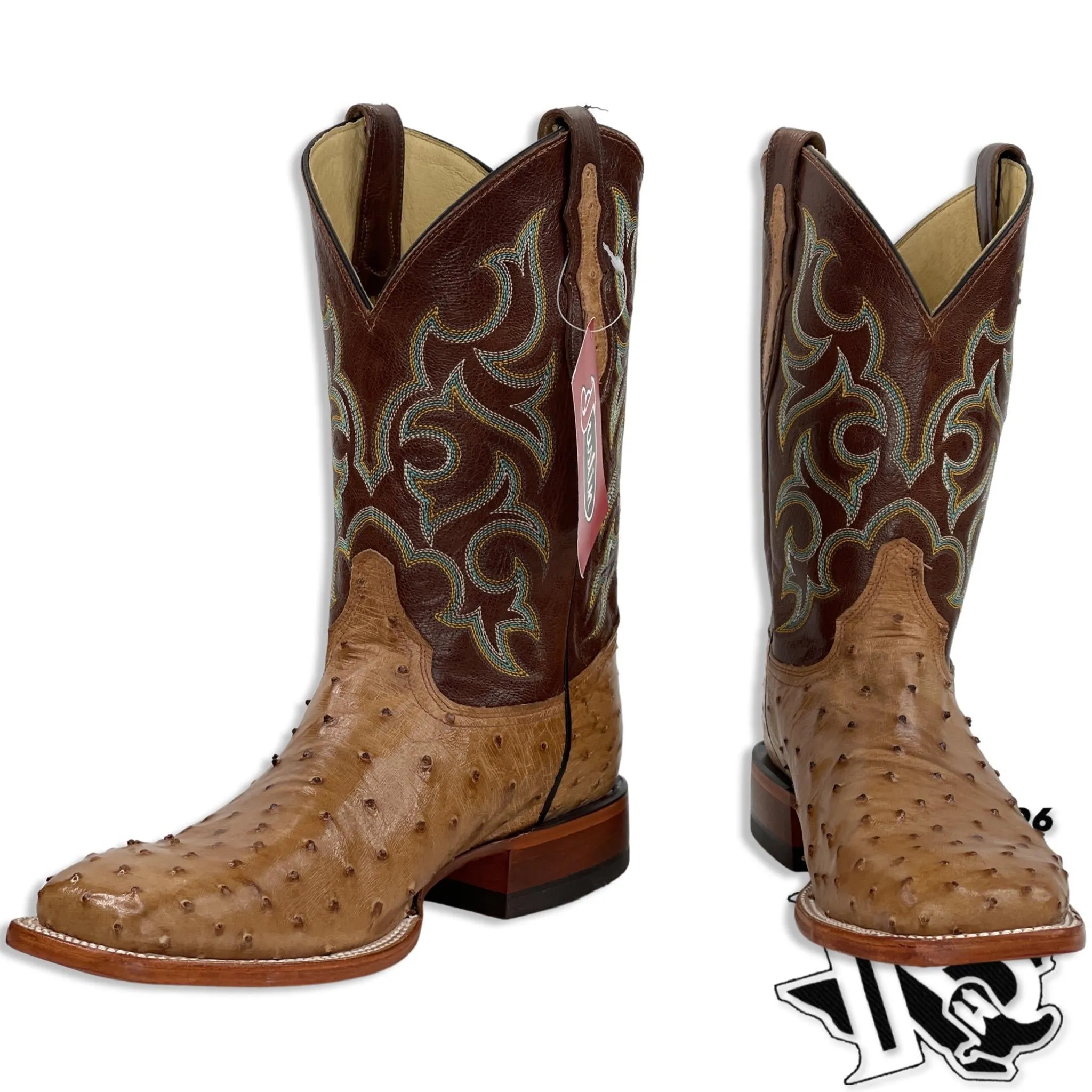 Ostrich Cognac Western Boots