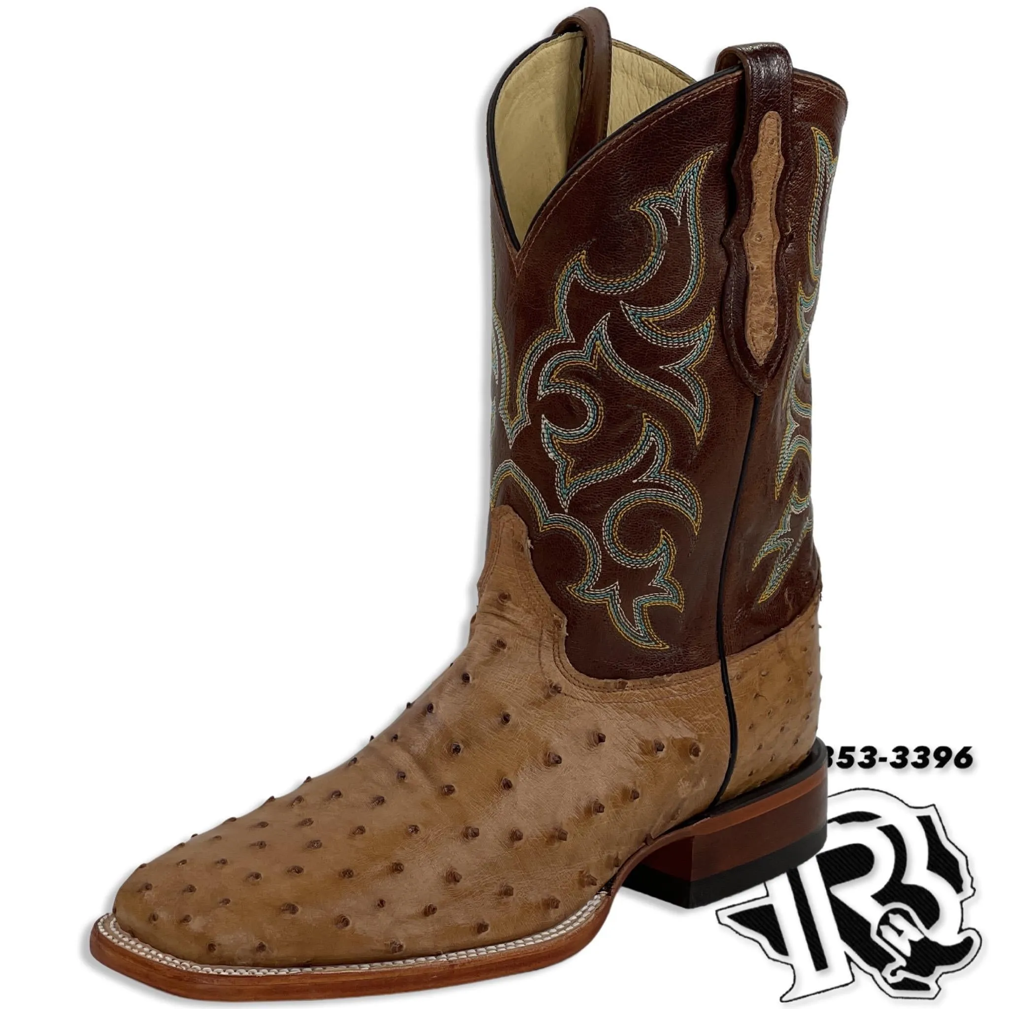 Ostrich Cognac Western Boots