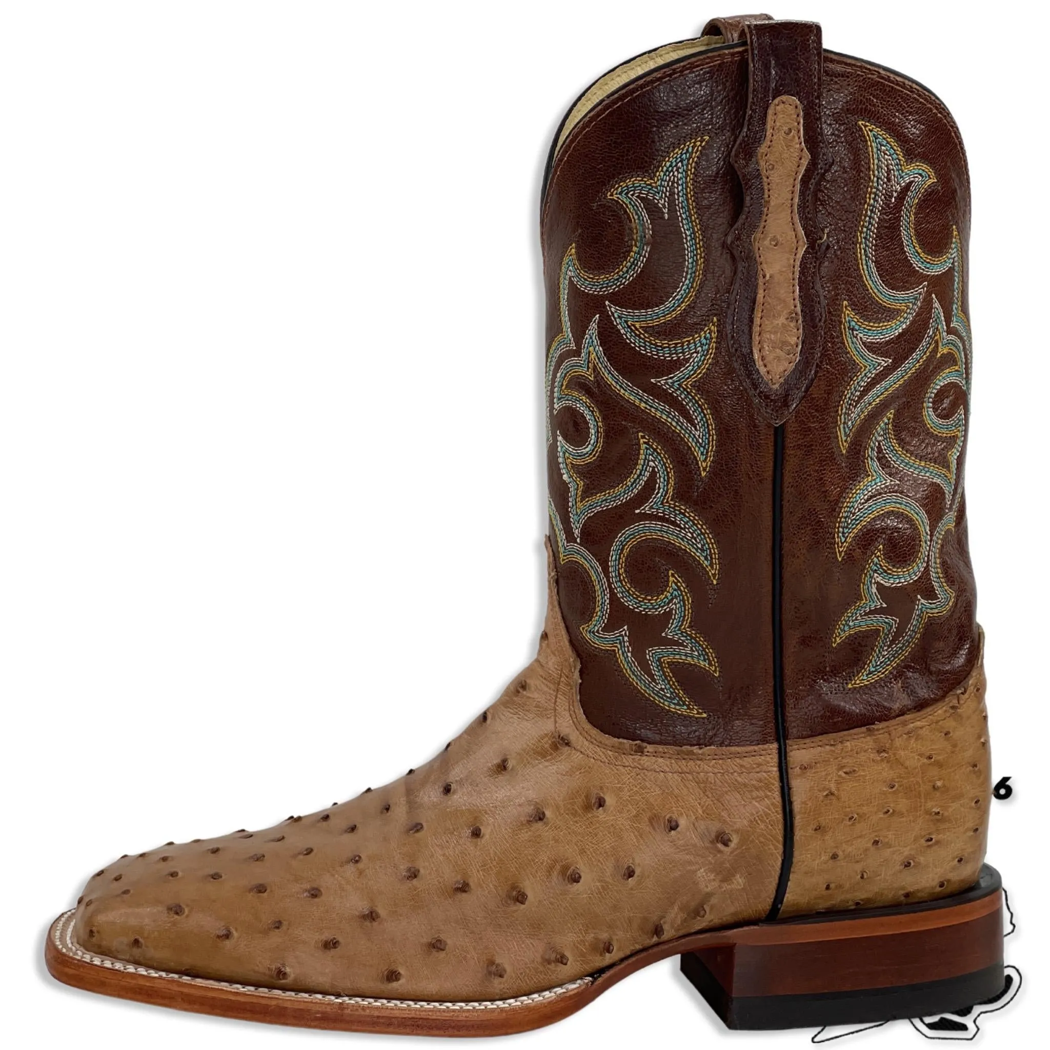 Ostrich Cognac Western Boots