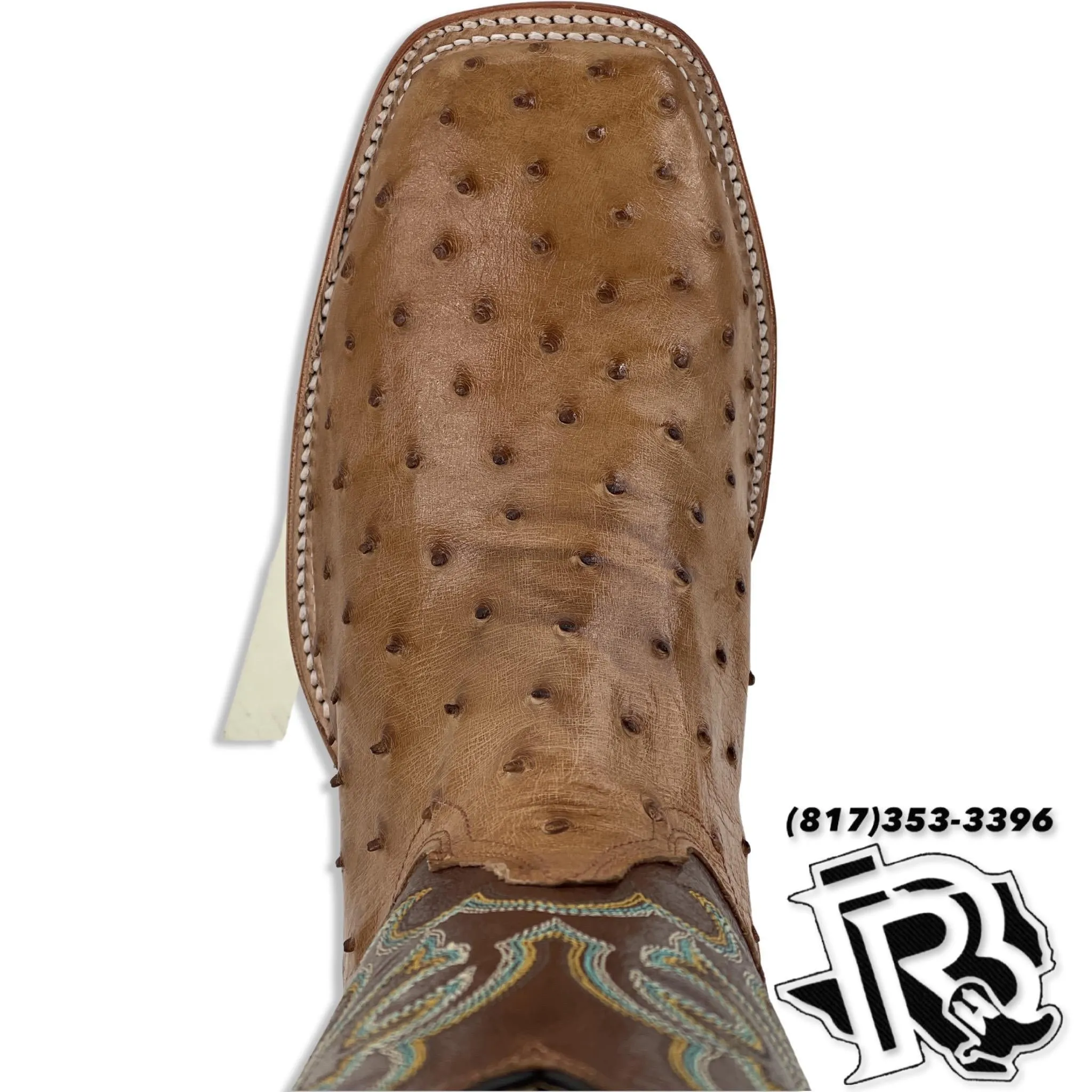 Ostrich Cognac Western Boots