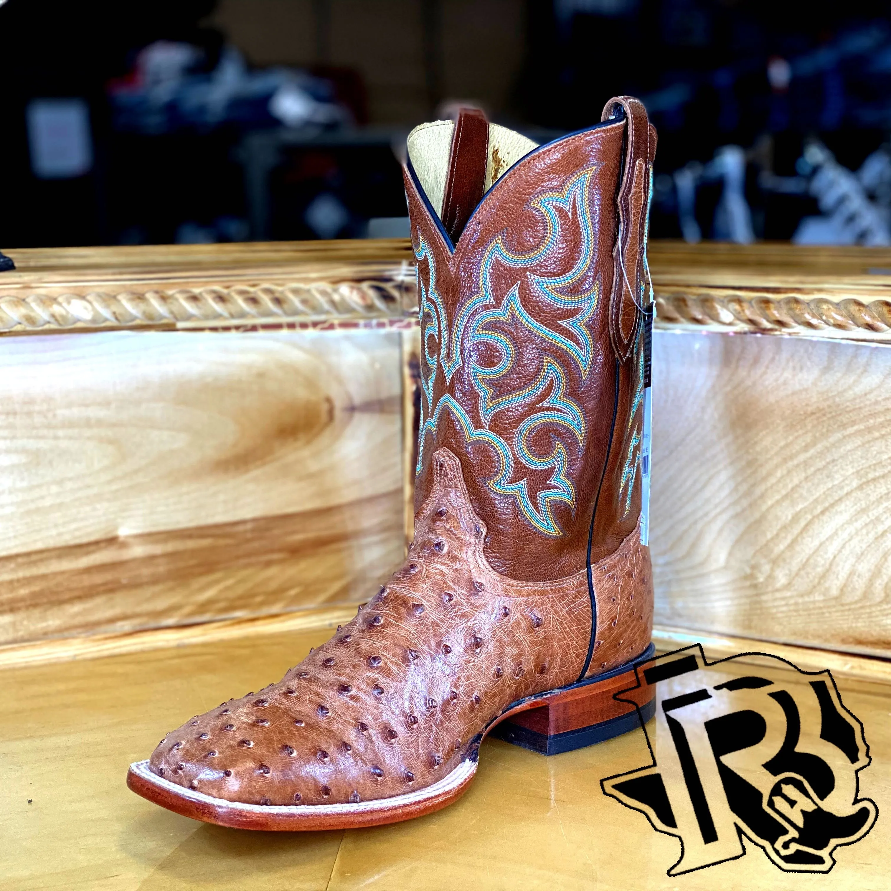 Ostrich Cognac Western Boots