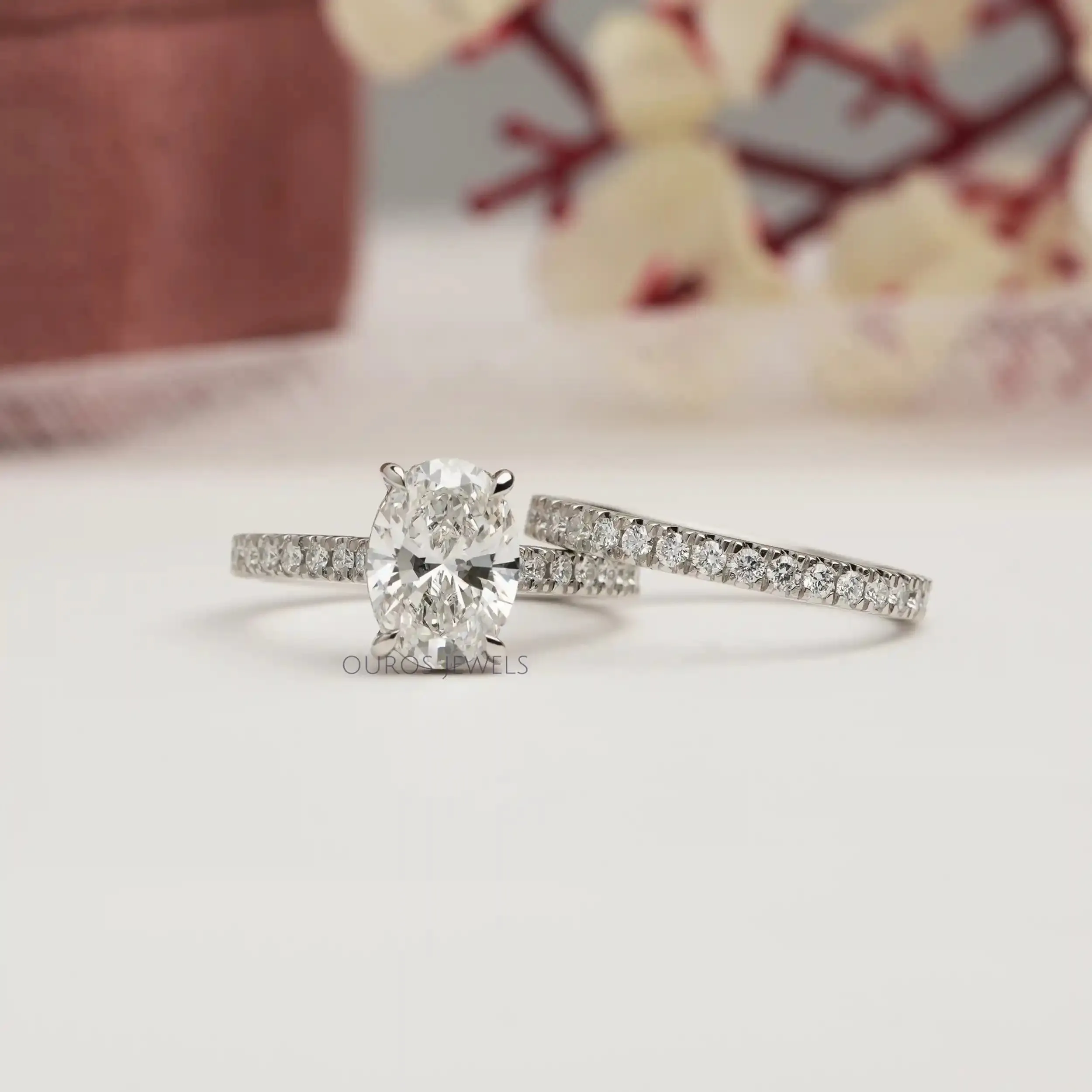 Oval Shape Lab Diamond  Bridal Ring Set