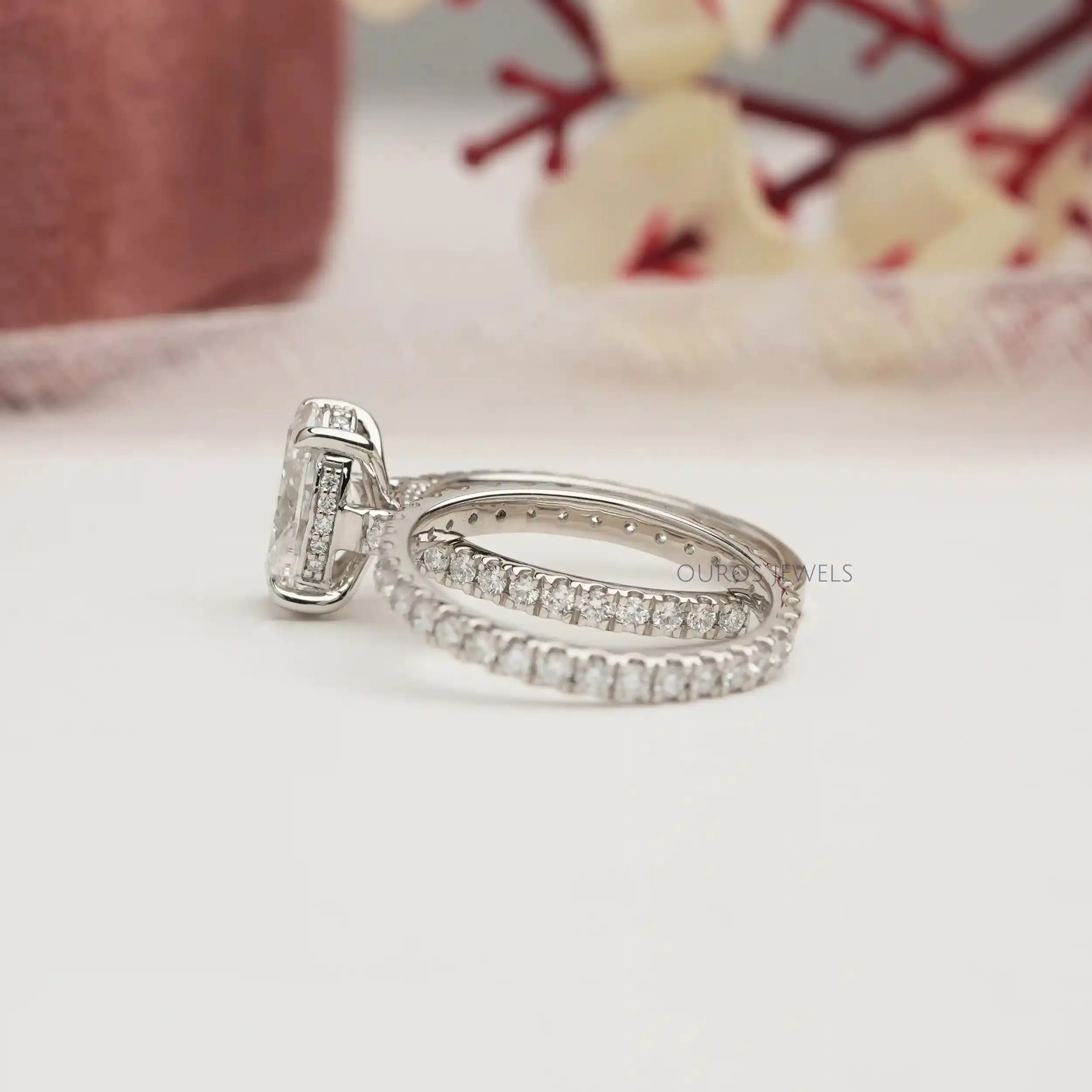 Oval Shape Lab Diamond  Bridal Ring Set