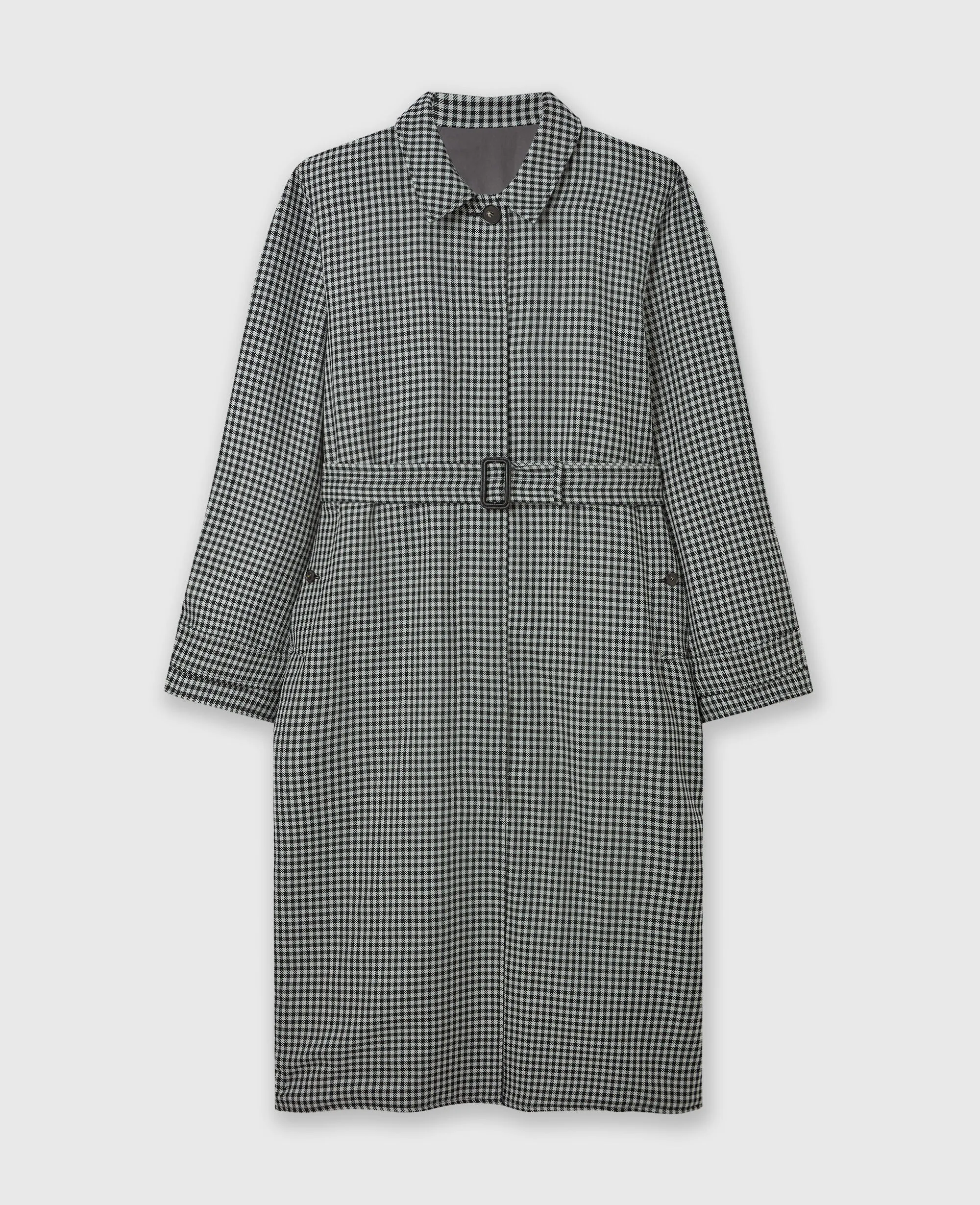 Check Patterned Trench Coat with Belt