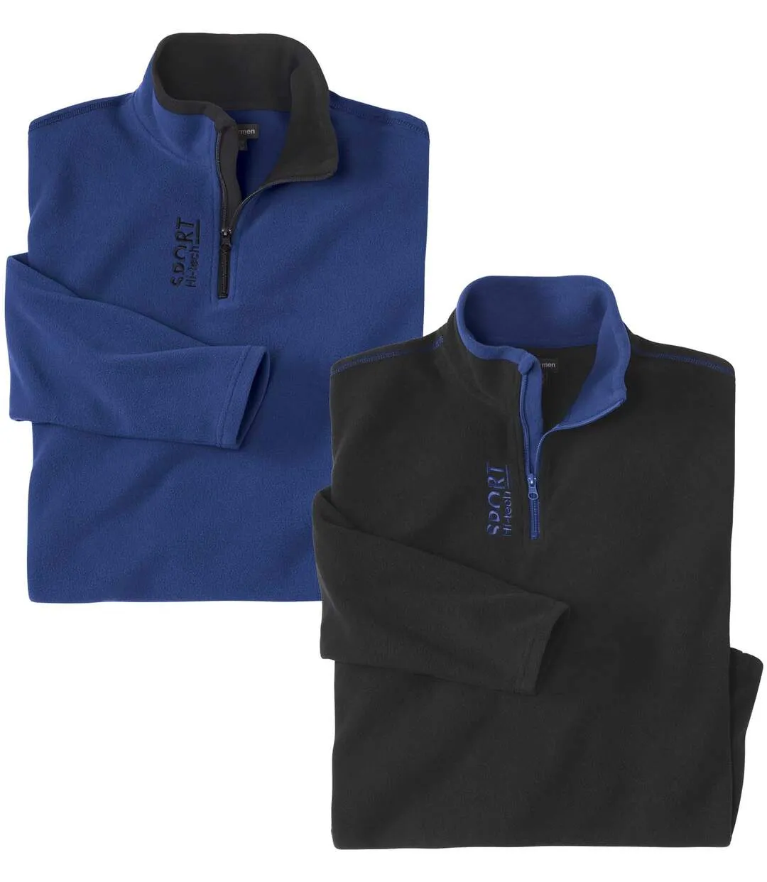 2 Men's Microfleece Jumpers Set - Black Blue